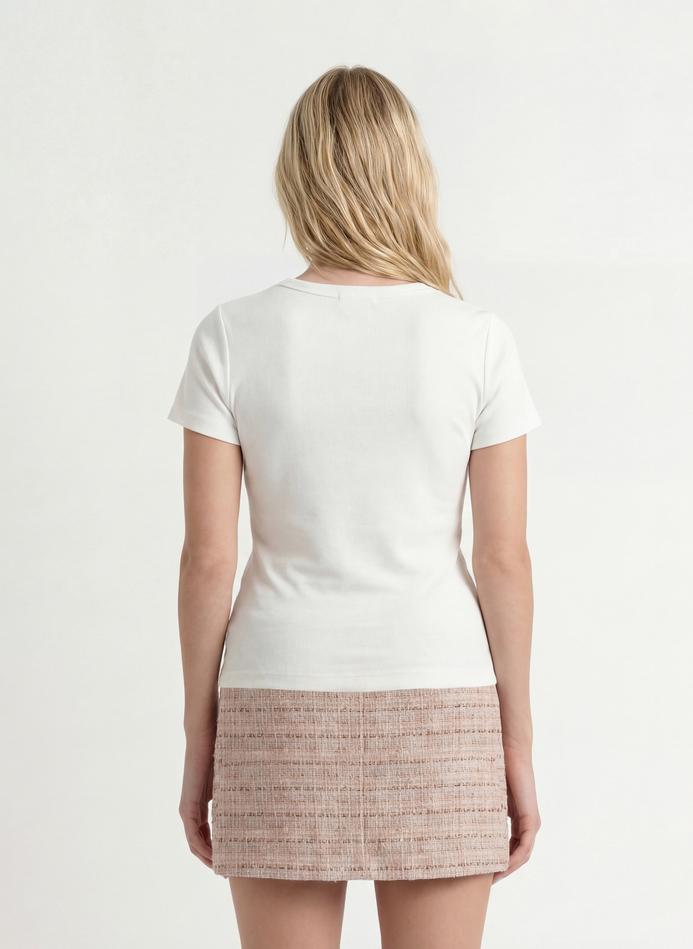 Eng anliegendes geripptes T-Shirt KOOKAI Weiss