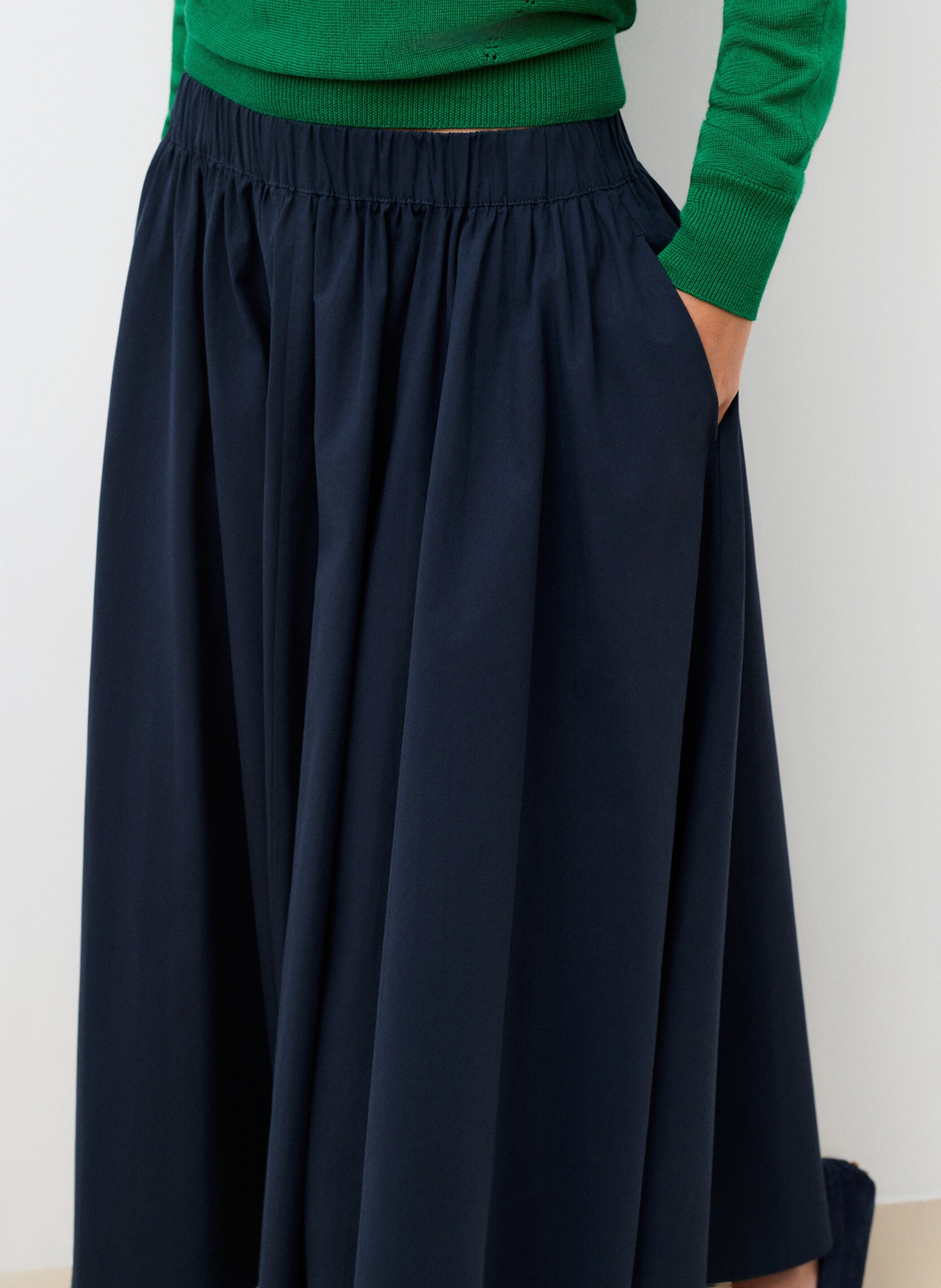 Jupe longue évasée en coton CAROLL Bleu