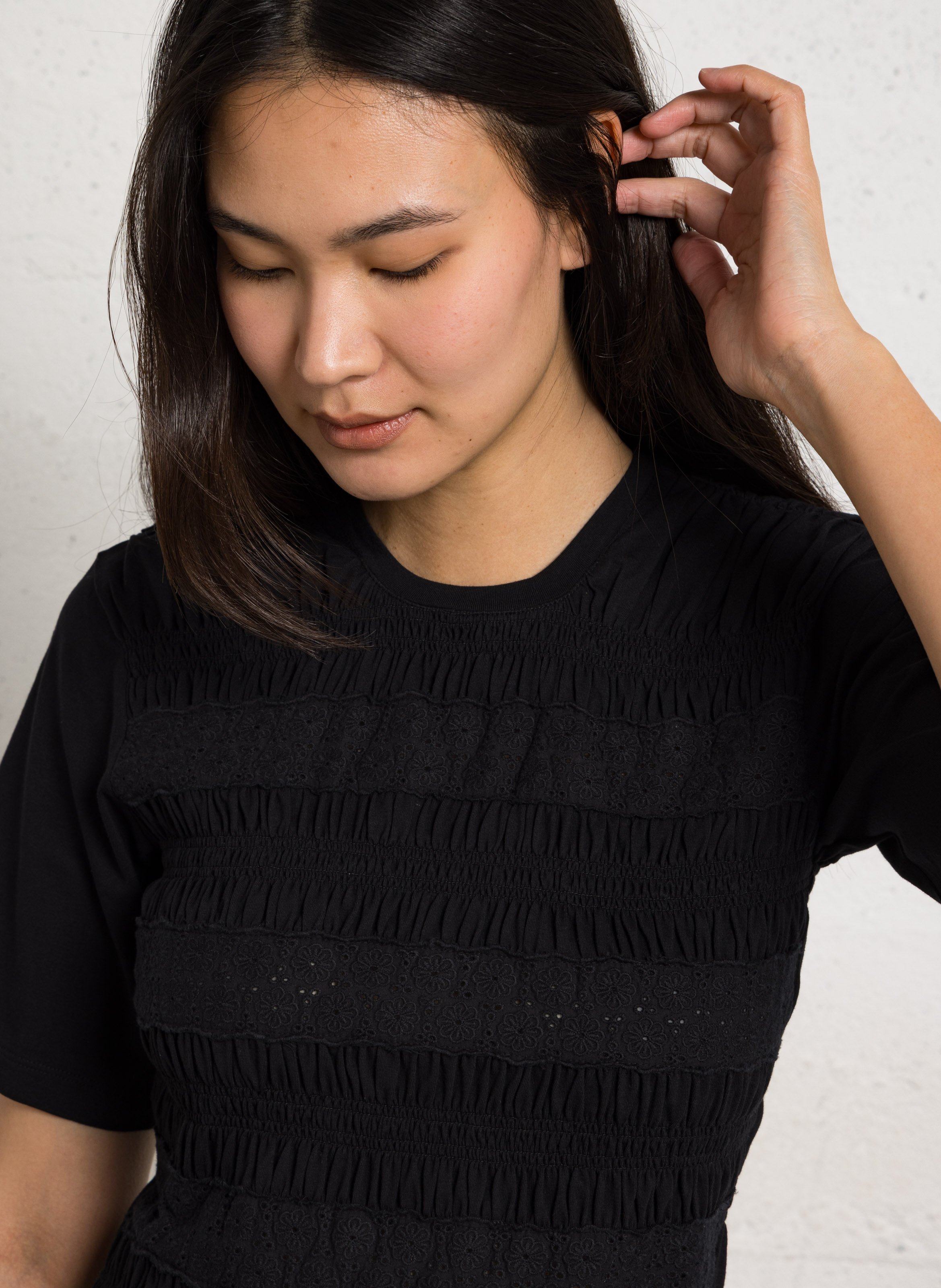 Roe courte à smocks en jersey DES PETITS HAUTS Noir