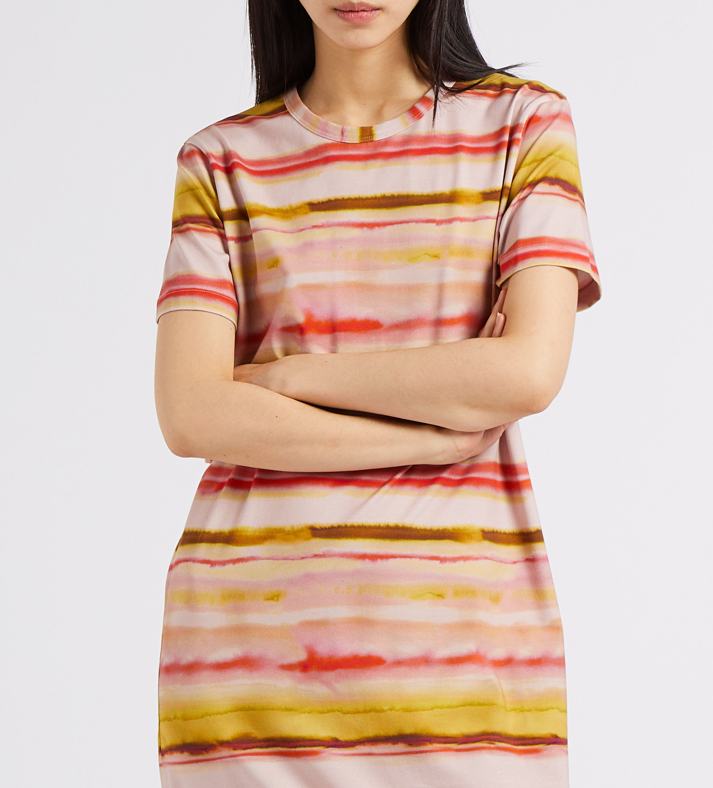 Gerade geschnittenes Midikleid aus Baumwoll-Mix mit Rundhalsausschnitt PAUL SMITH Rosa