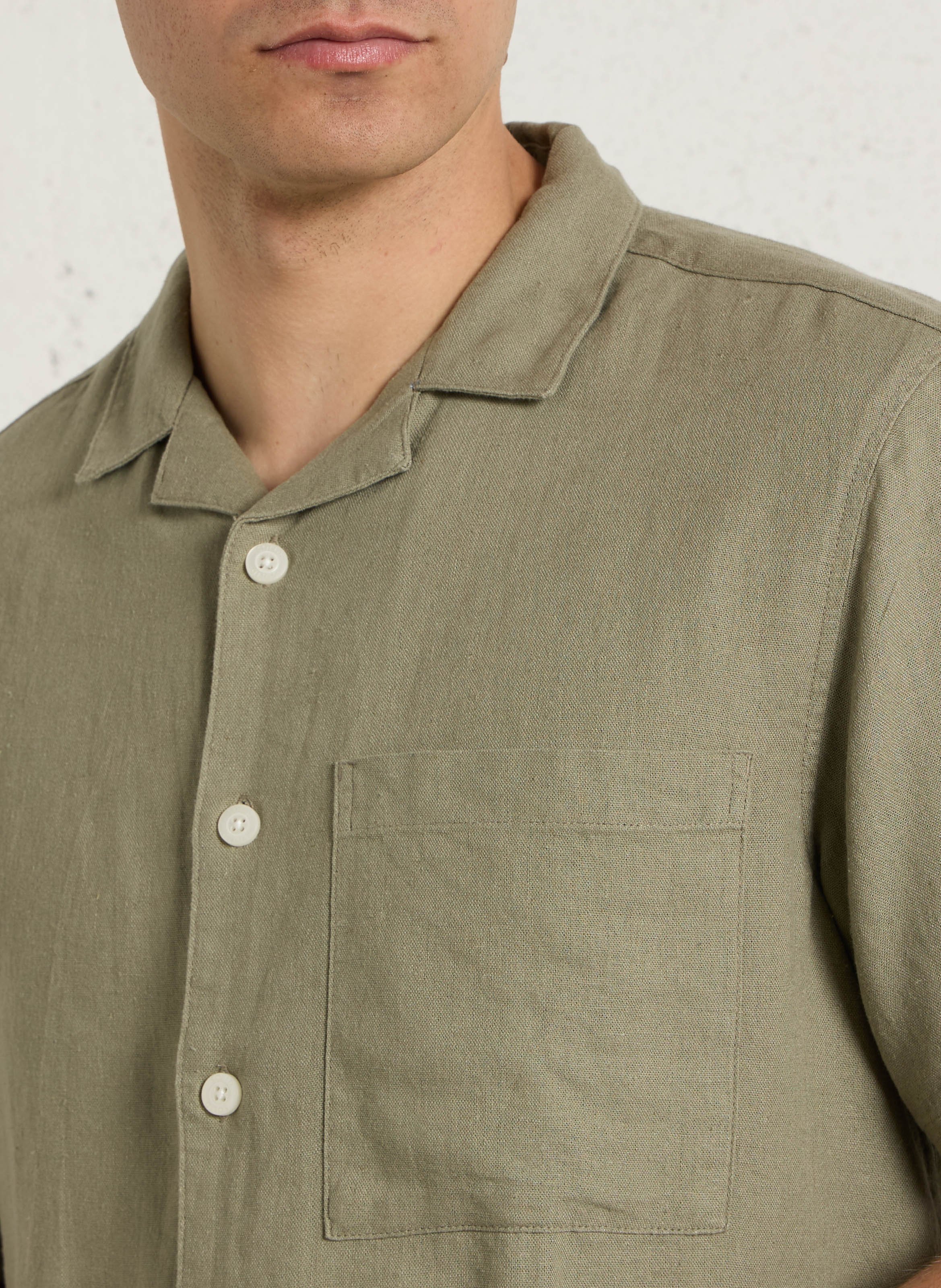 Linen-blend shirt SOLID Green