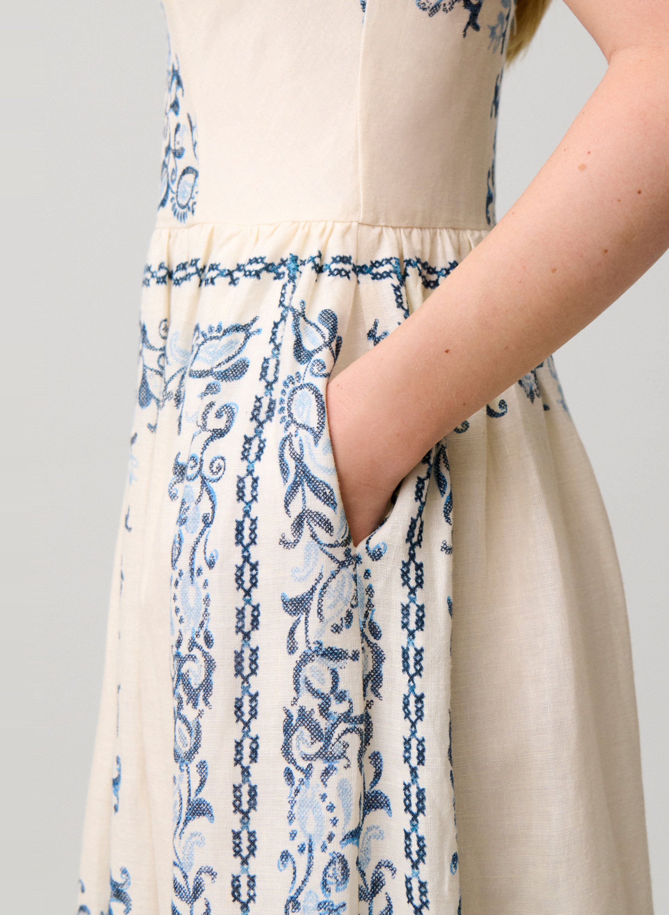 Linnen jurk met print CLAUDIE PIERLOT Veelkleurig
