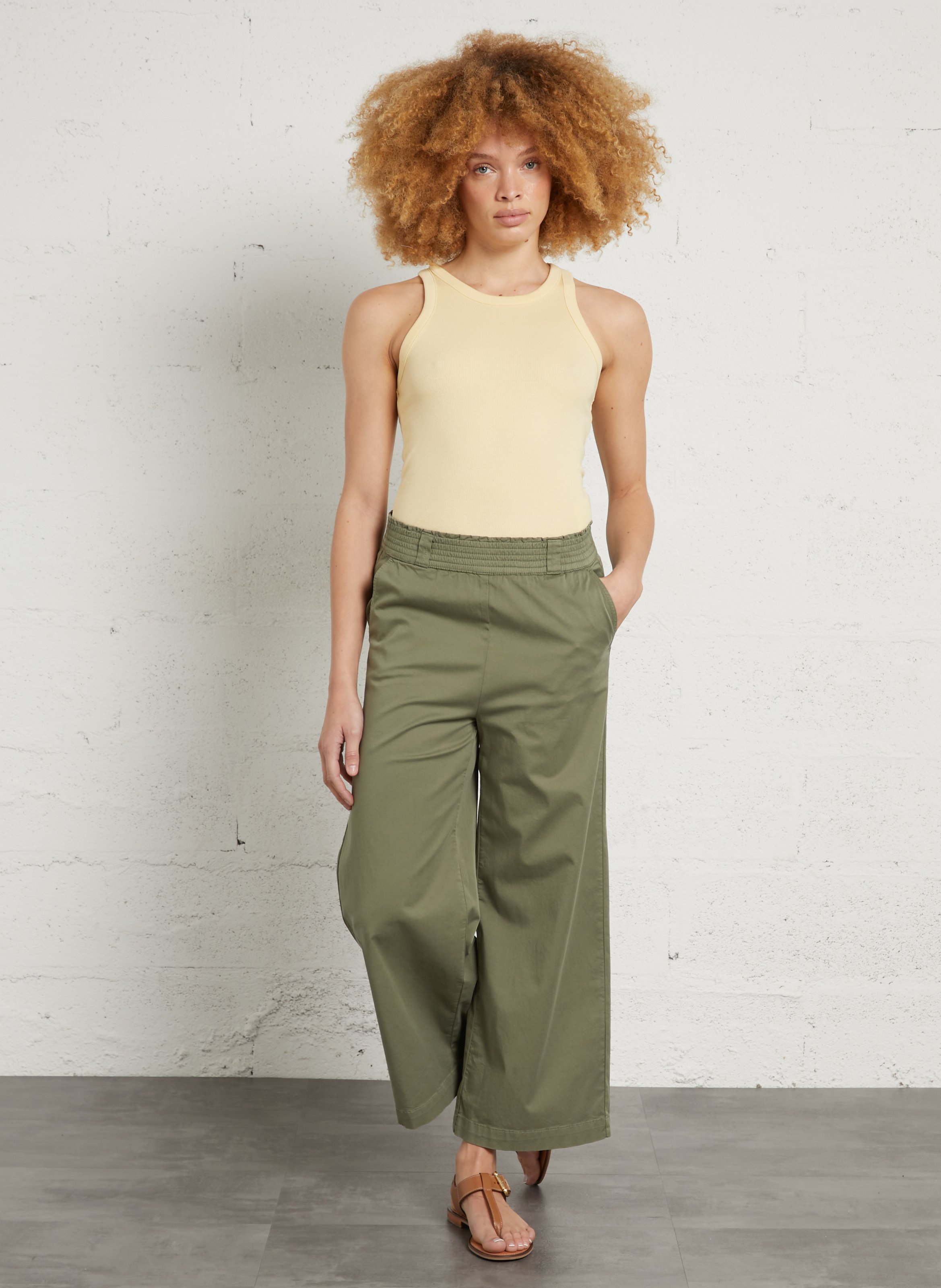 Pantalon large en coton MAISON 123 Vert