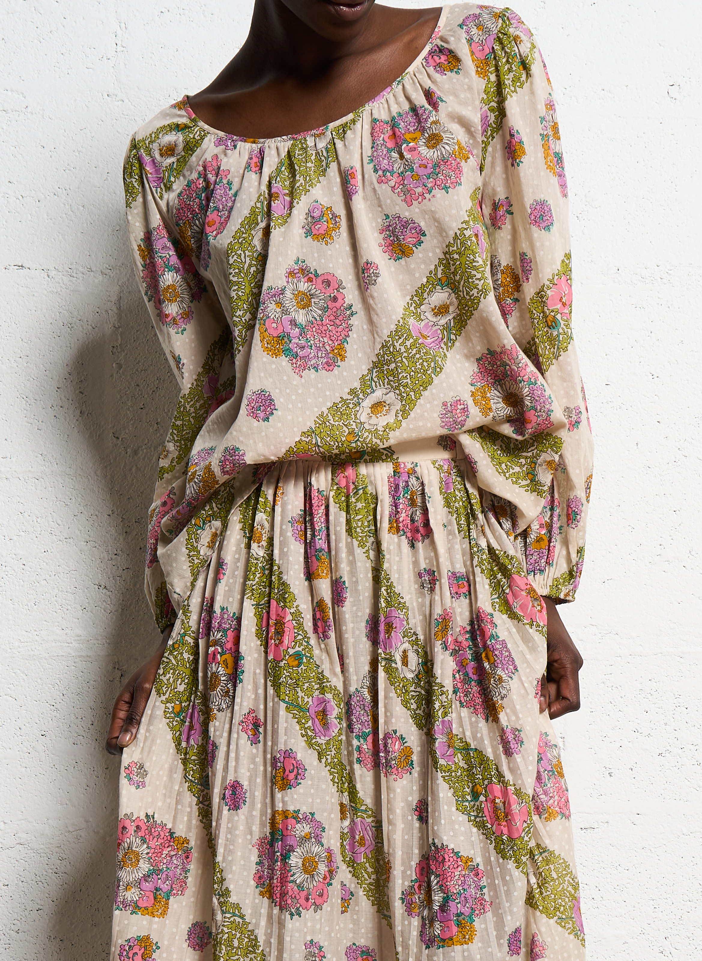 Katoenen blouse met boothals ANTIK BATIK Veelkleurig