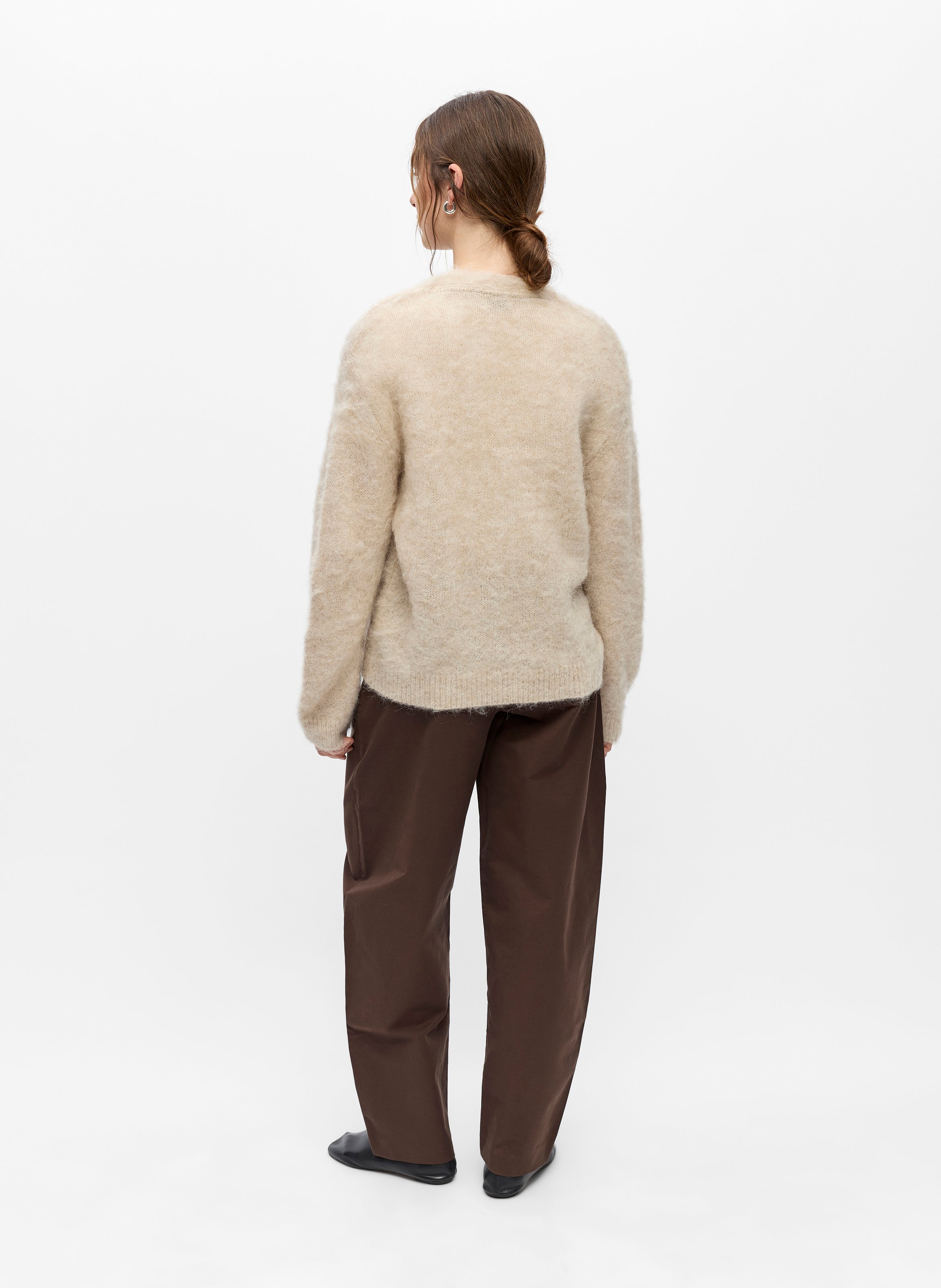 Gilet boutonné en alpaga et laine mélangés OBJECT Beige