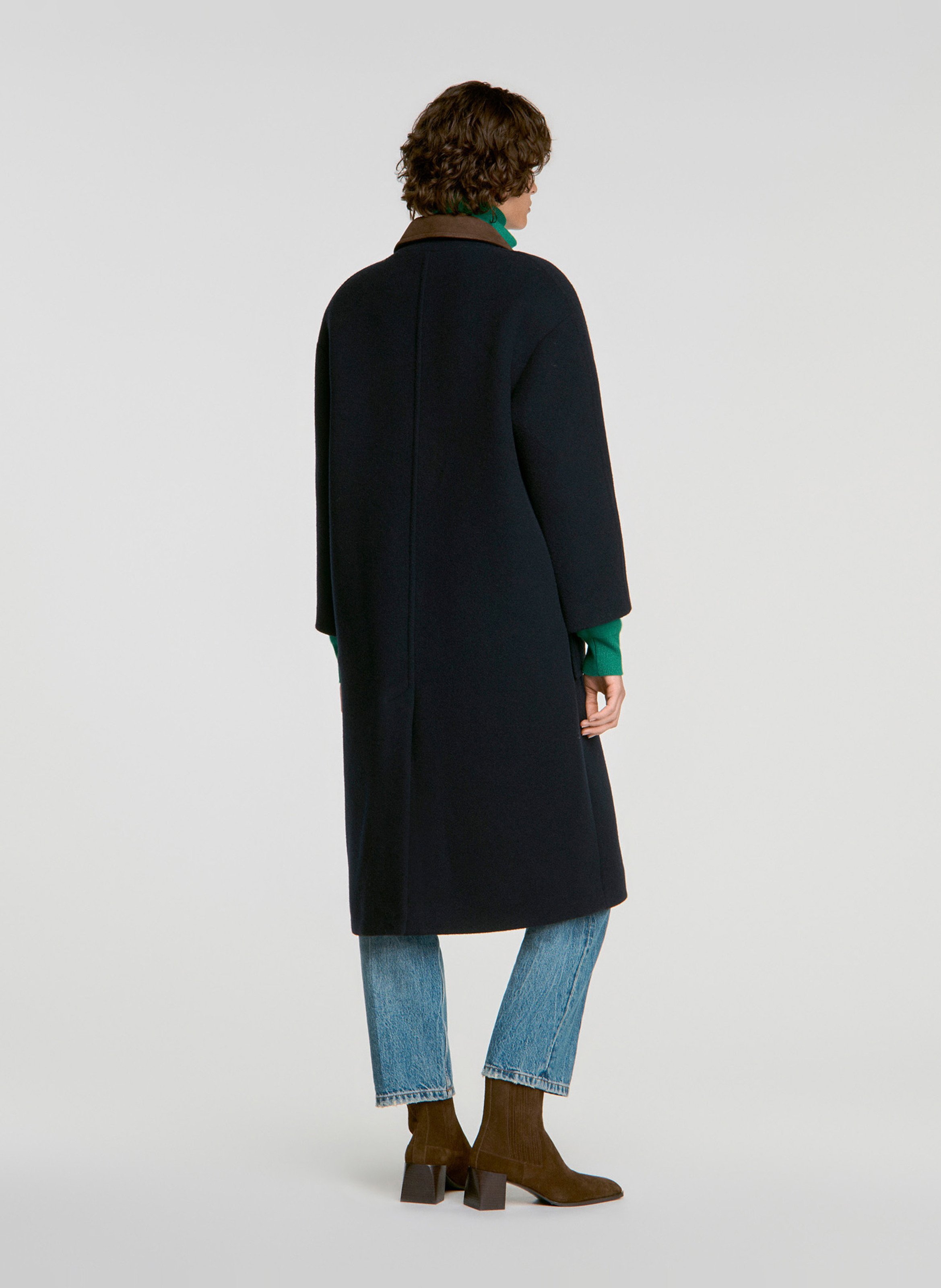 Lange duffelcoat van wolmix SANDRO Blauw