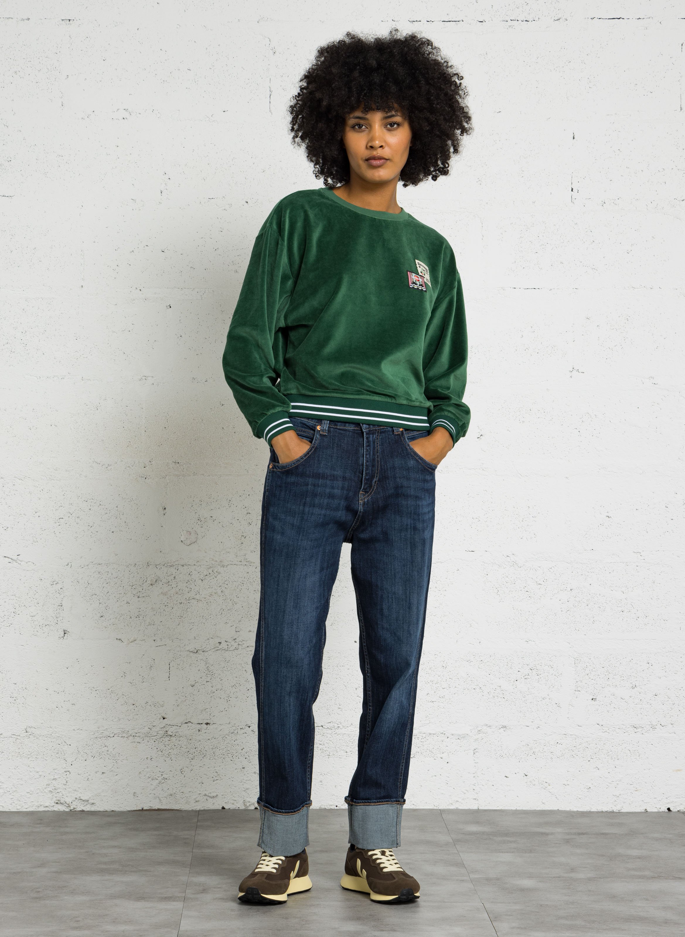 Rechte sweater van katoenen badstof LA NOUVELLE Groen