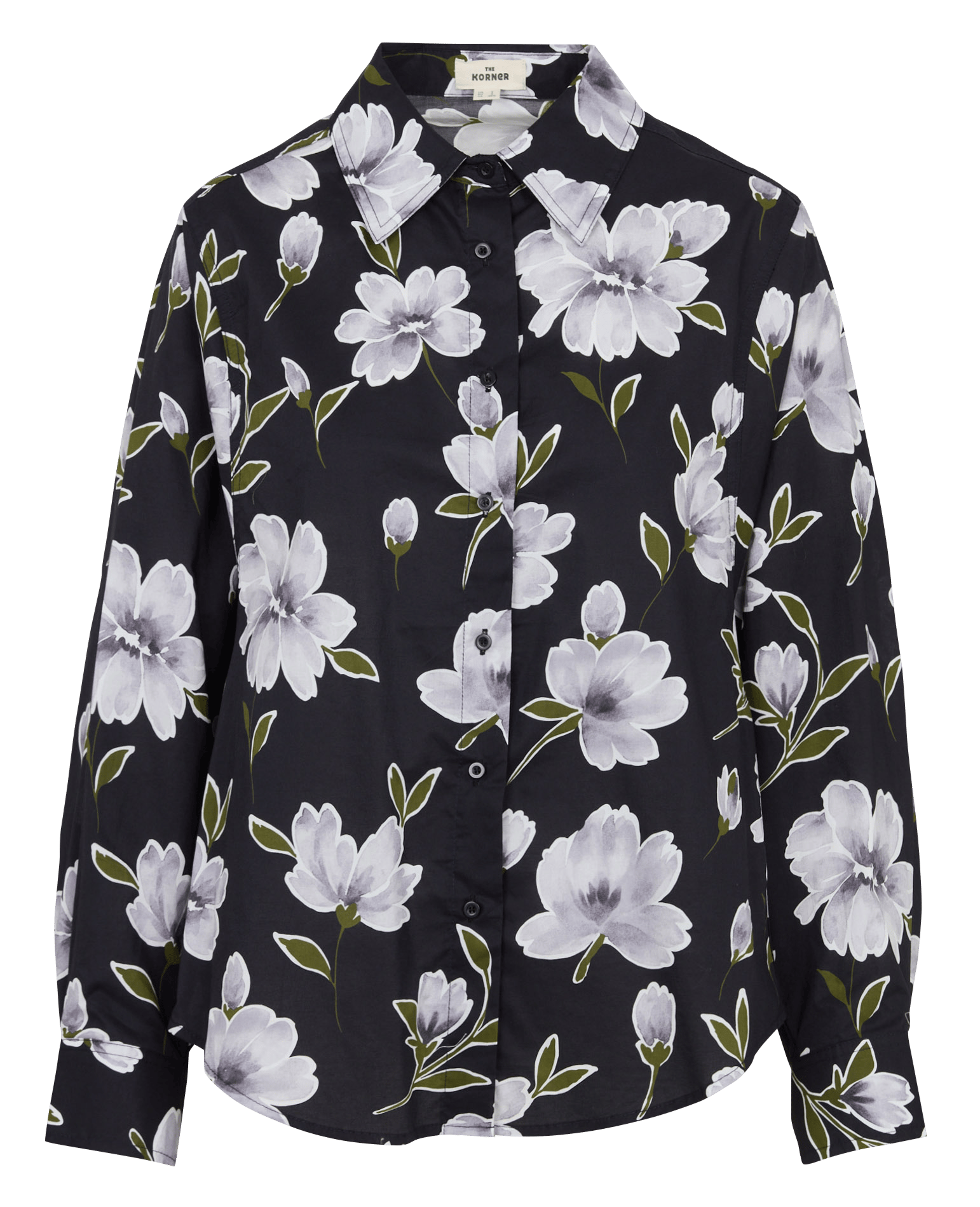 Katoenen blouse met klassieke kraag THE KORNER Zwart