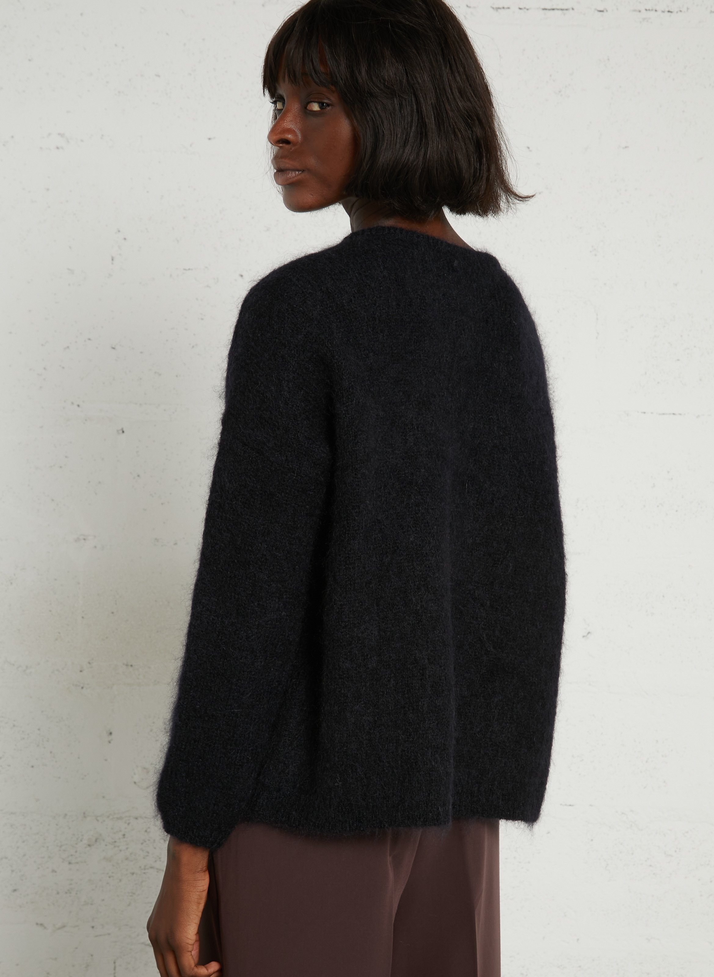 Weit geschnittene Strickjacke aus Mohairmix  DES PETITS HAUTS Blau