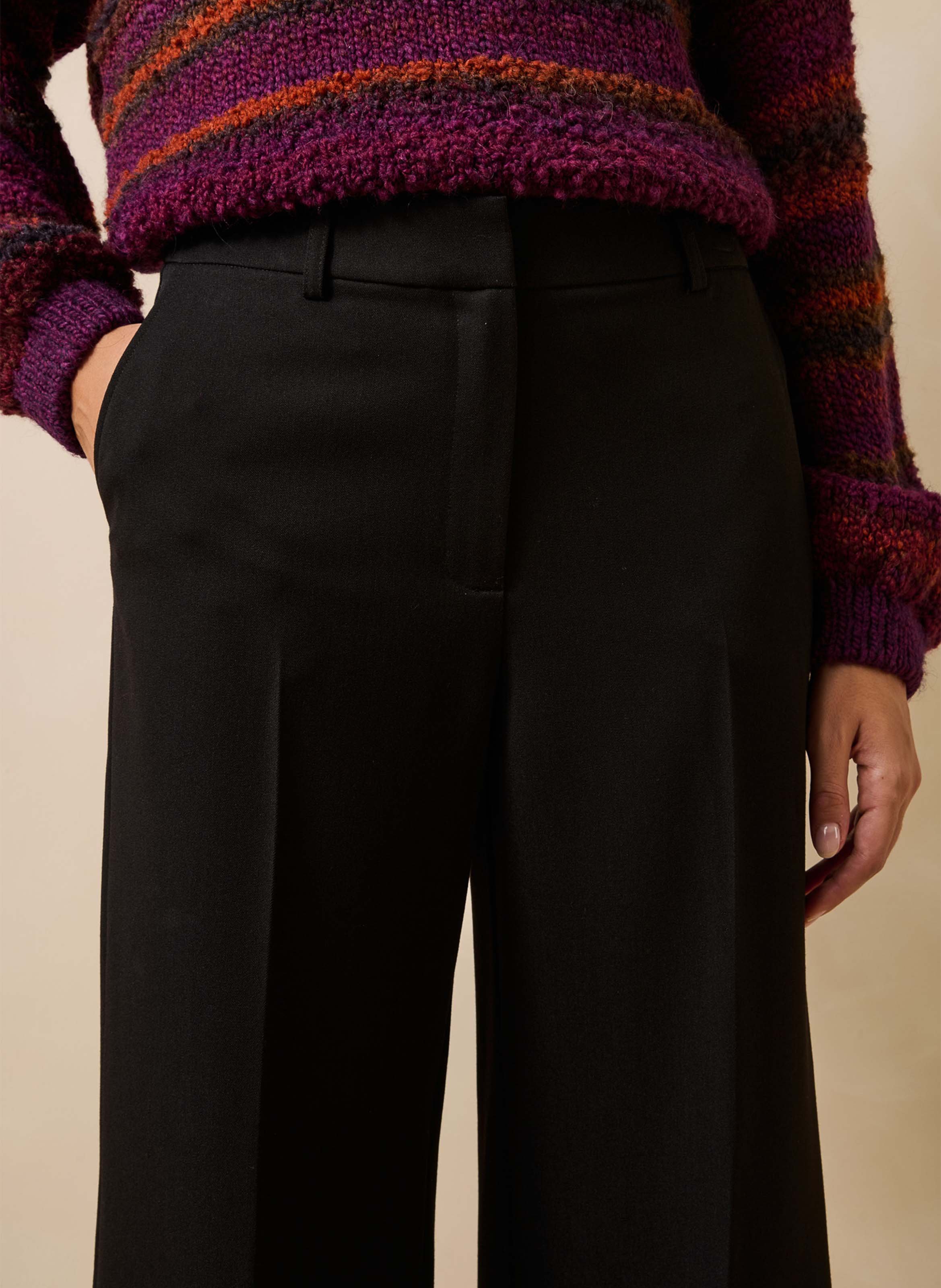 Pantalon large taille haute LA FEE MARABOUTEE Noir