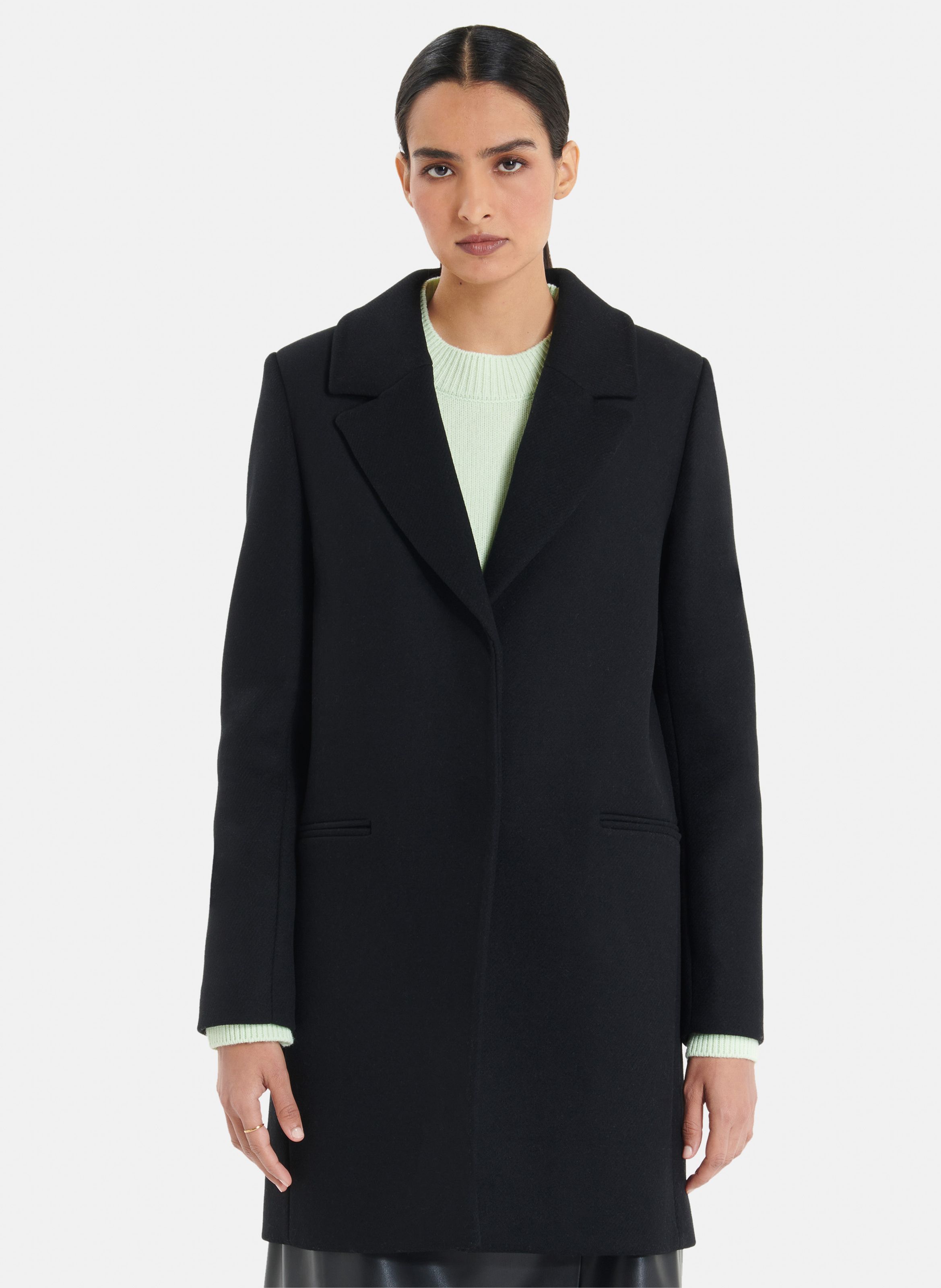Femmes Vêtements Manteaux & vestes Manteaux Manteaux longs Zara Manteaux longs Abrigo negro recto lana 