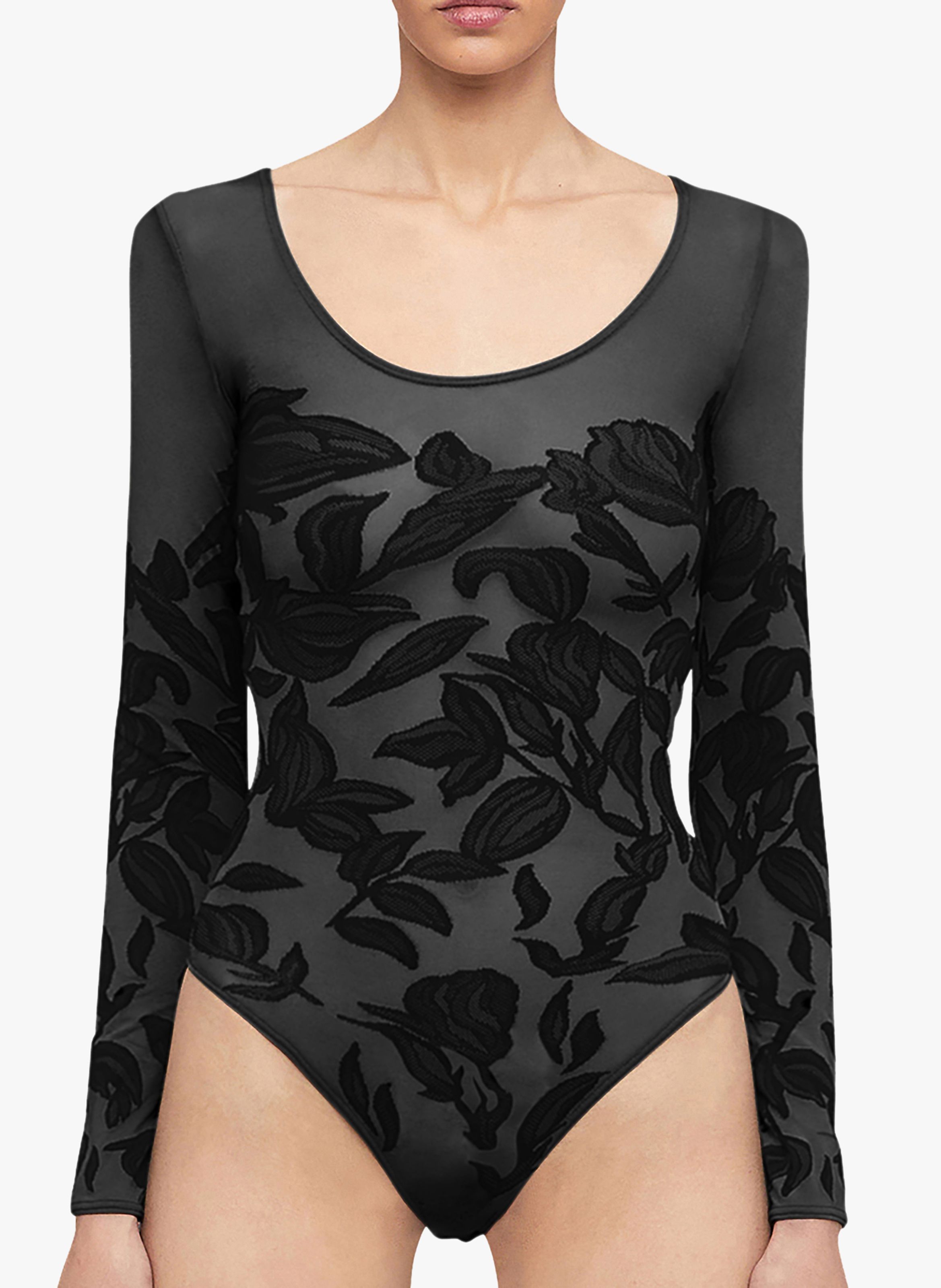 Body Met Ronde Hals En Jacquardmotiefje Black Black Wolford