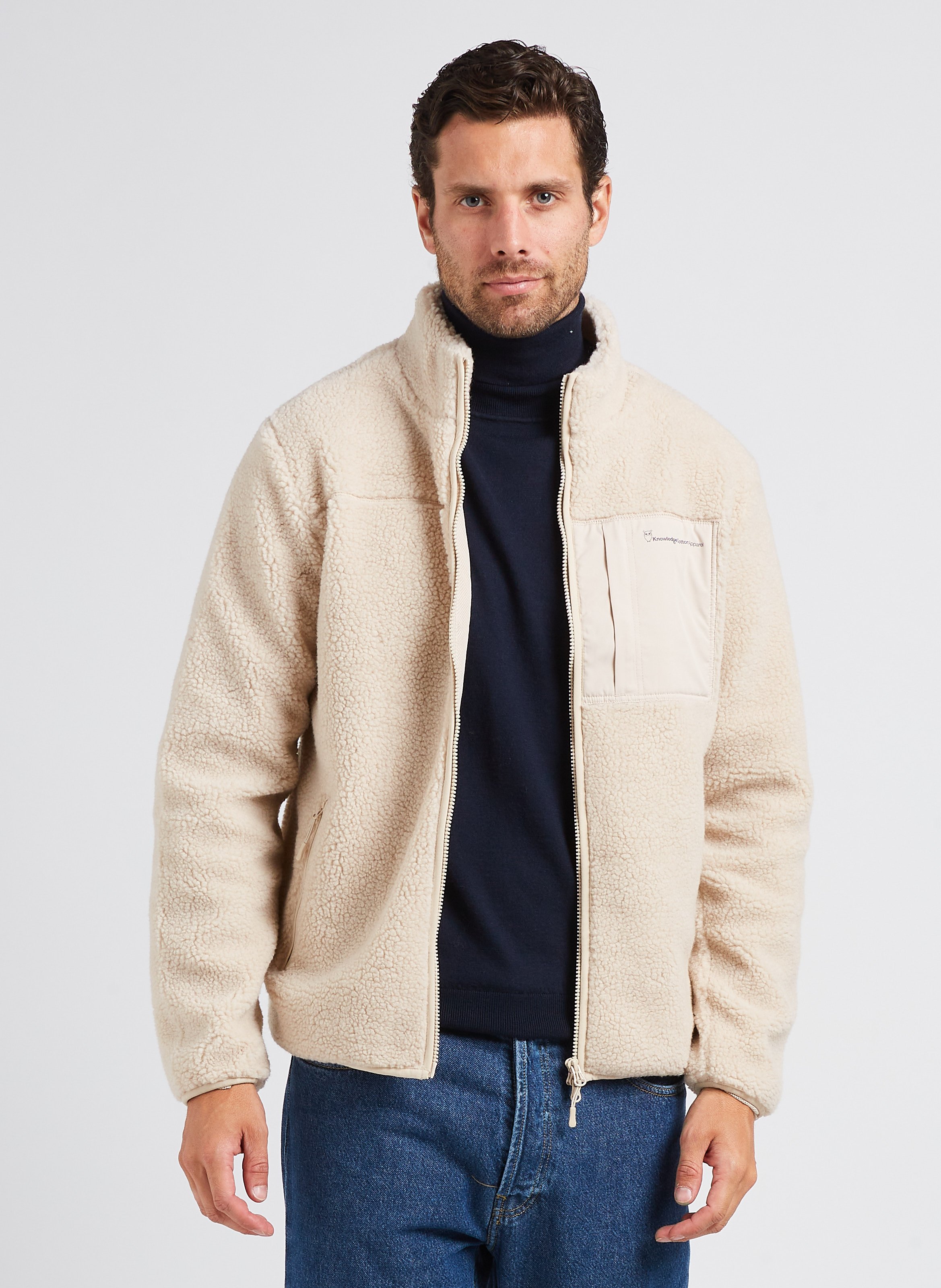 Mens beige fleece jacket best sale