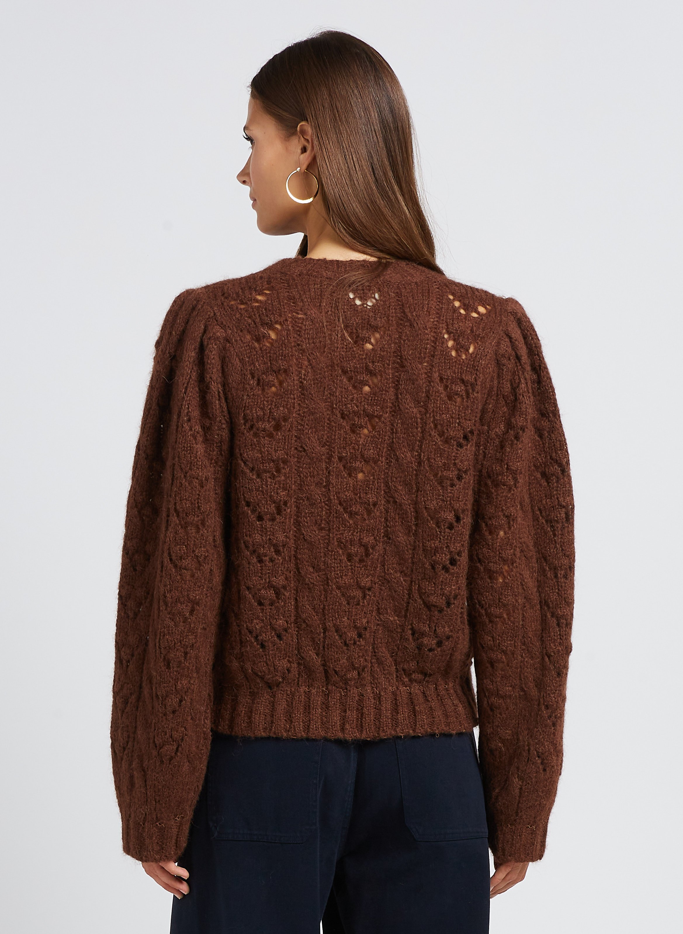 Regular-fit wool-blend sweater with round neckline BELLEPIECE Brown