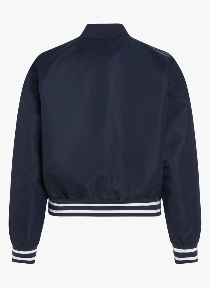 Blue Straight varsity jacket with baseball collar