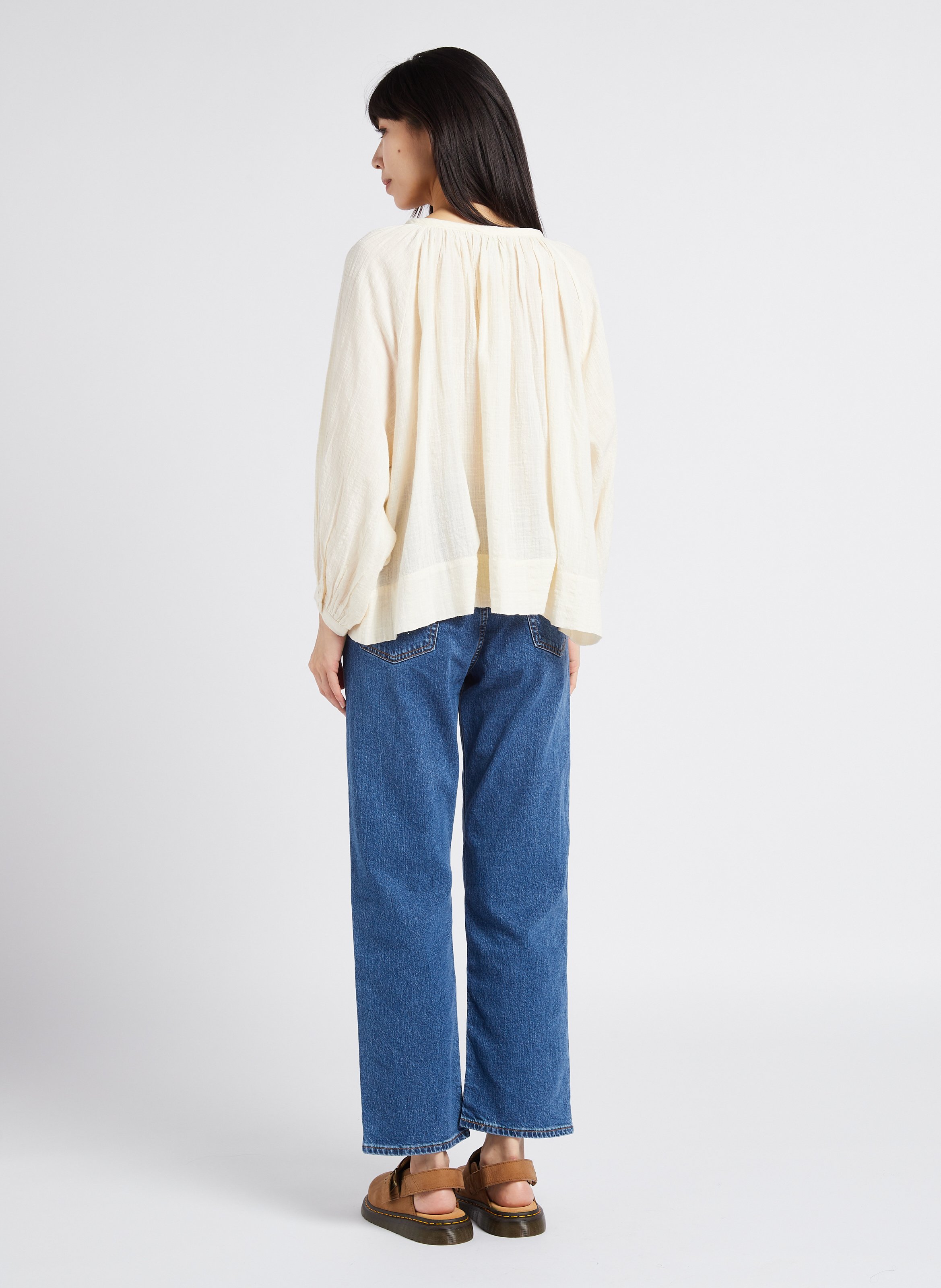 Loose-fit textured blouse SWILDENS White