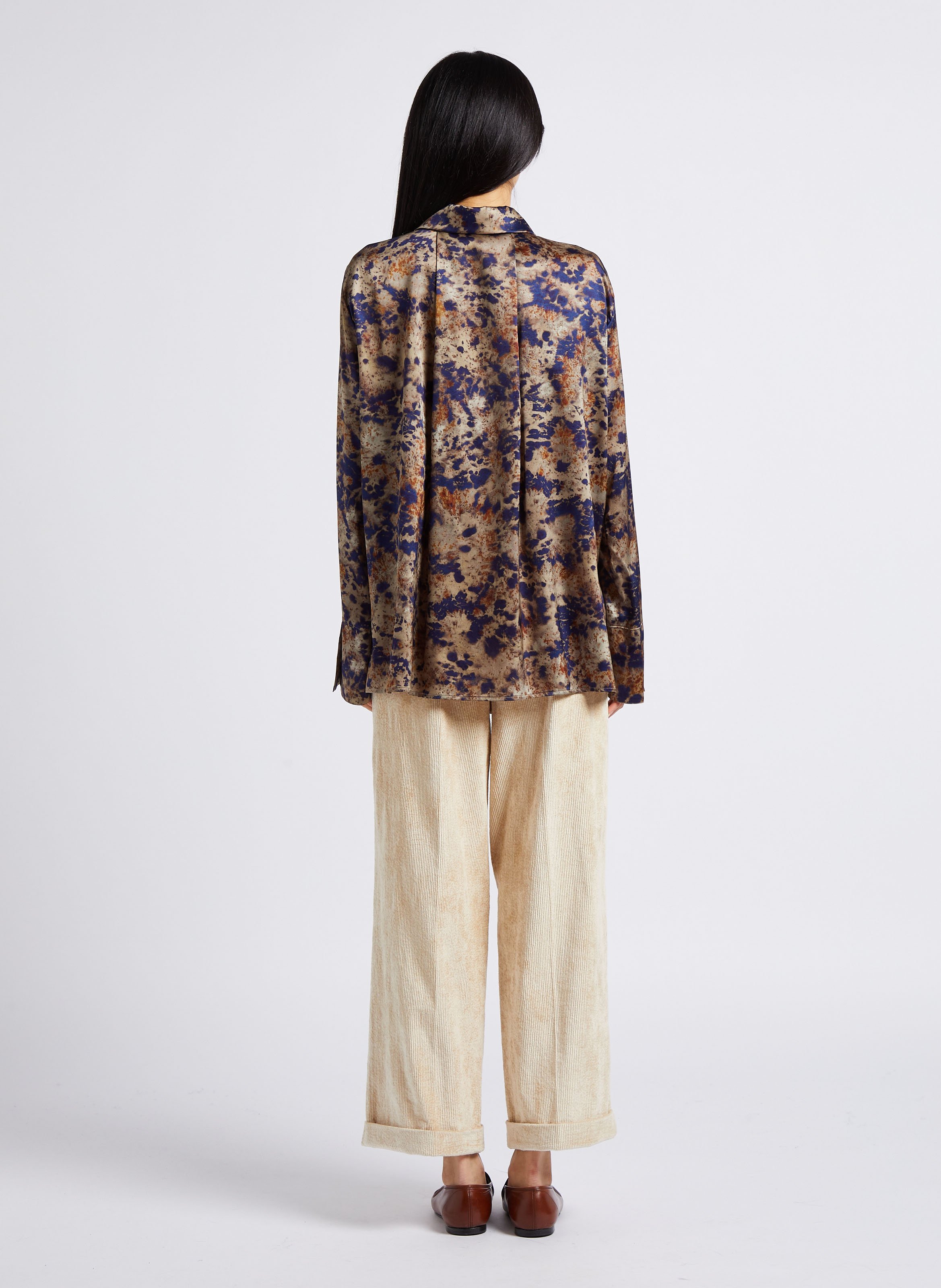 Pantalon large en coton mélangé MOMONI Beige