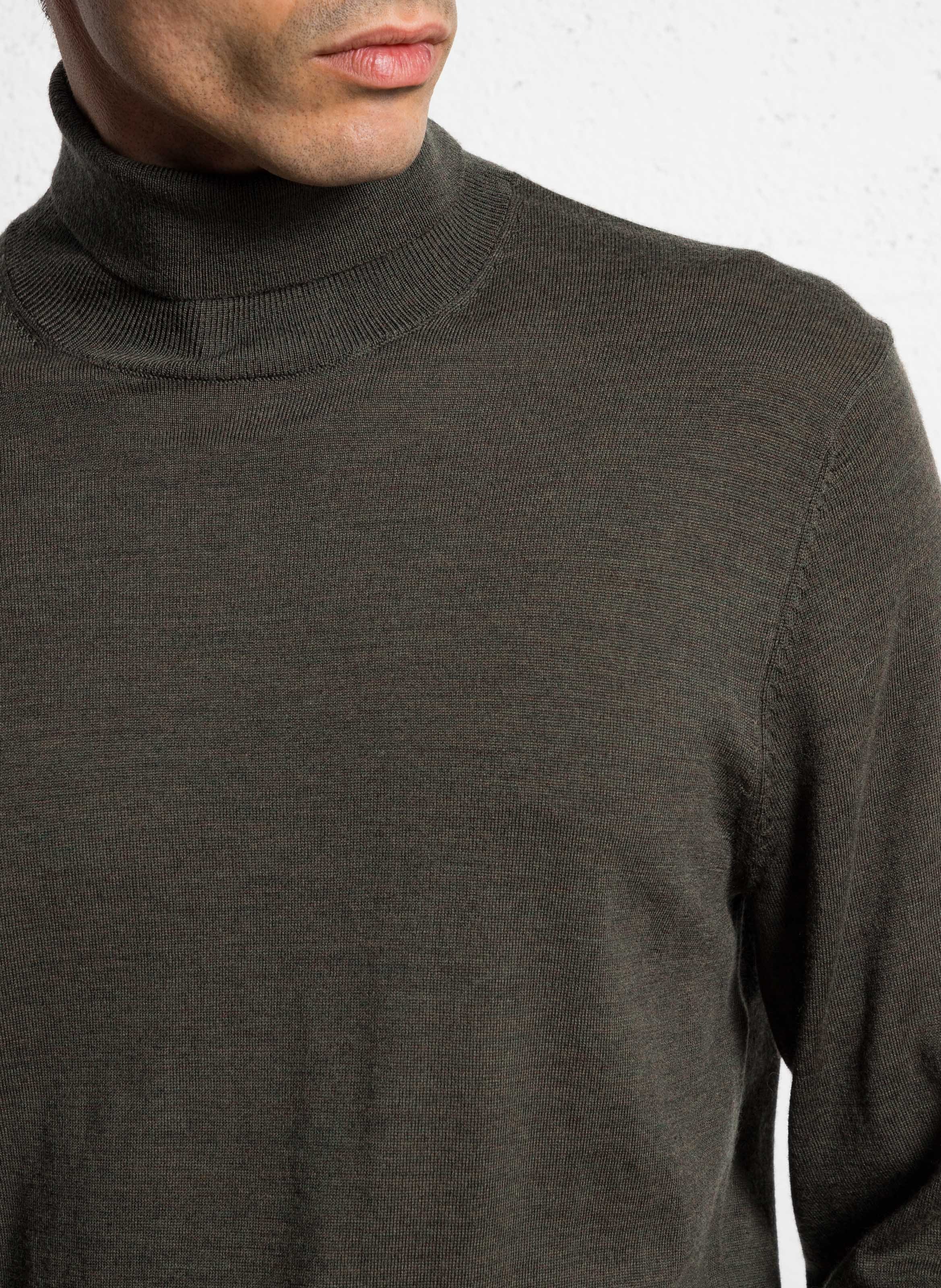 Merino wool turtleneck sweater SELECTED Green