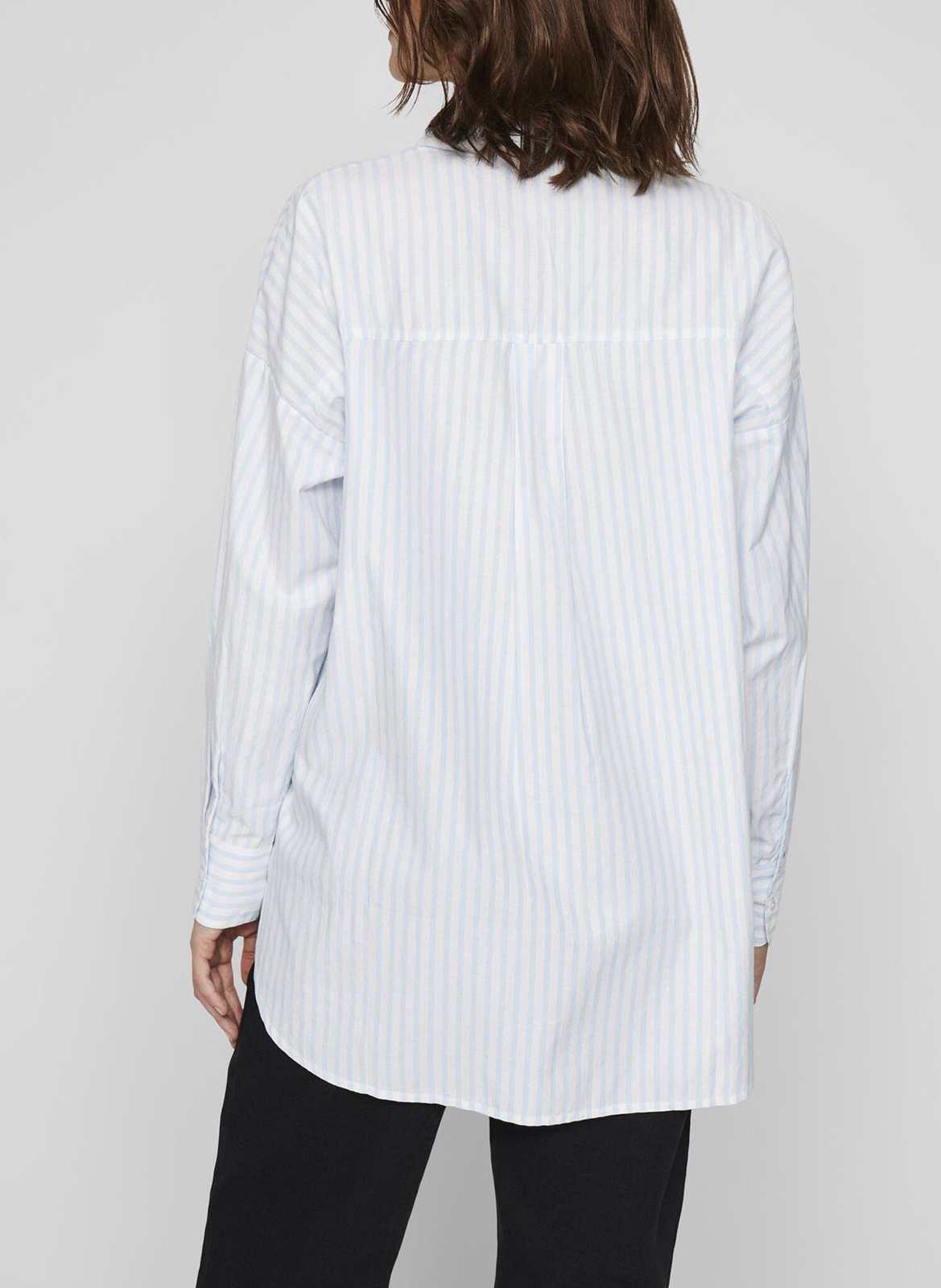 Striped cotton shirt with classic collar VILA Blue