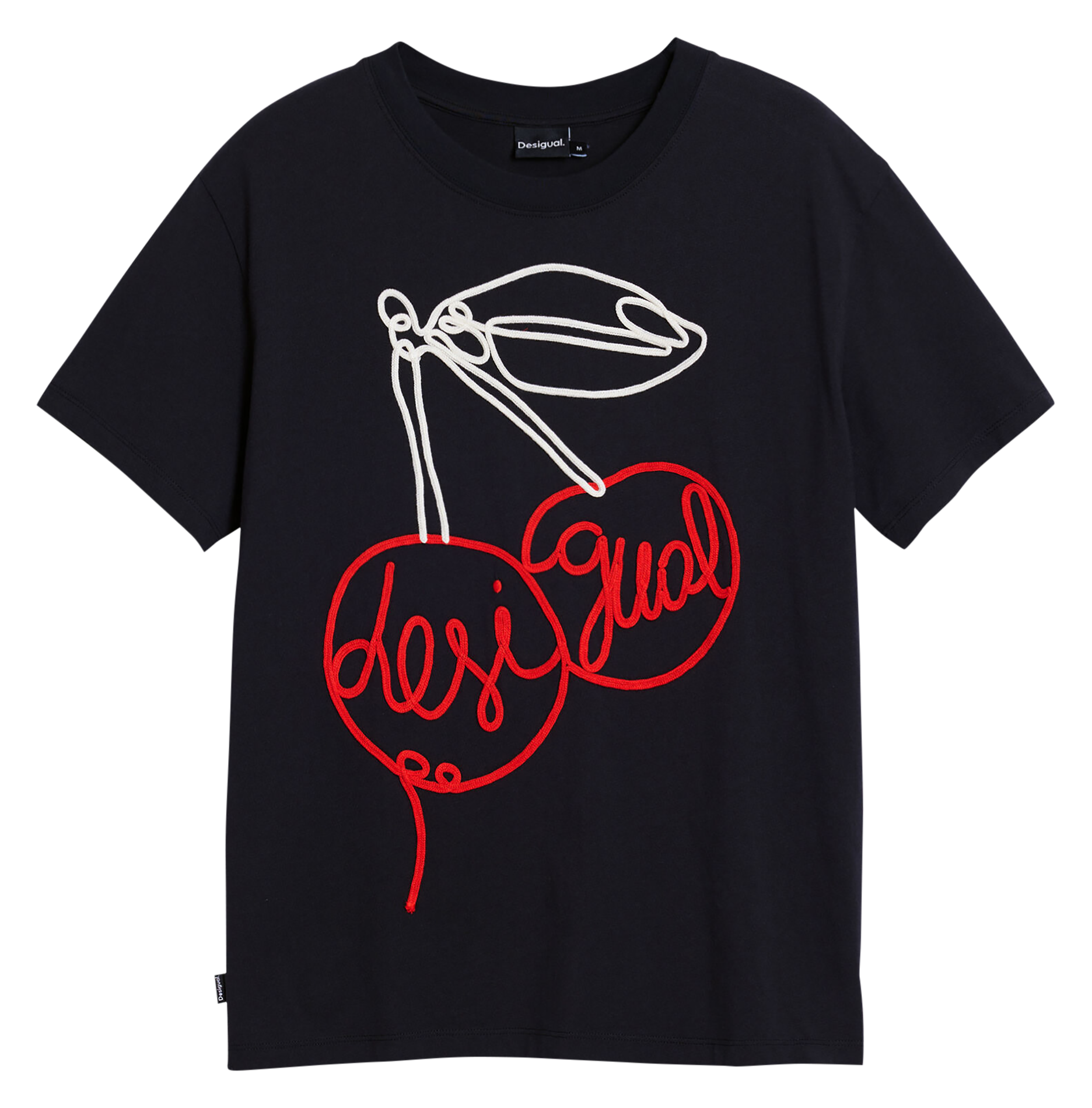 Tee-shirt col rond en coton DESIGUAL Noir
