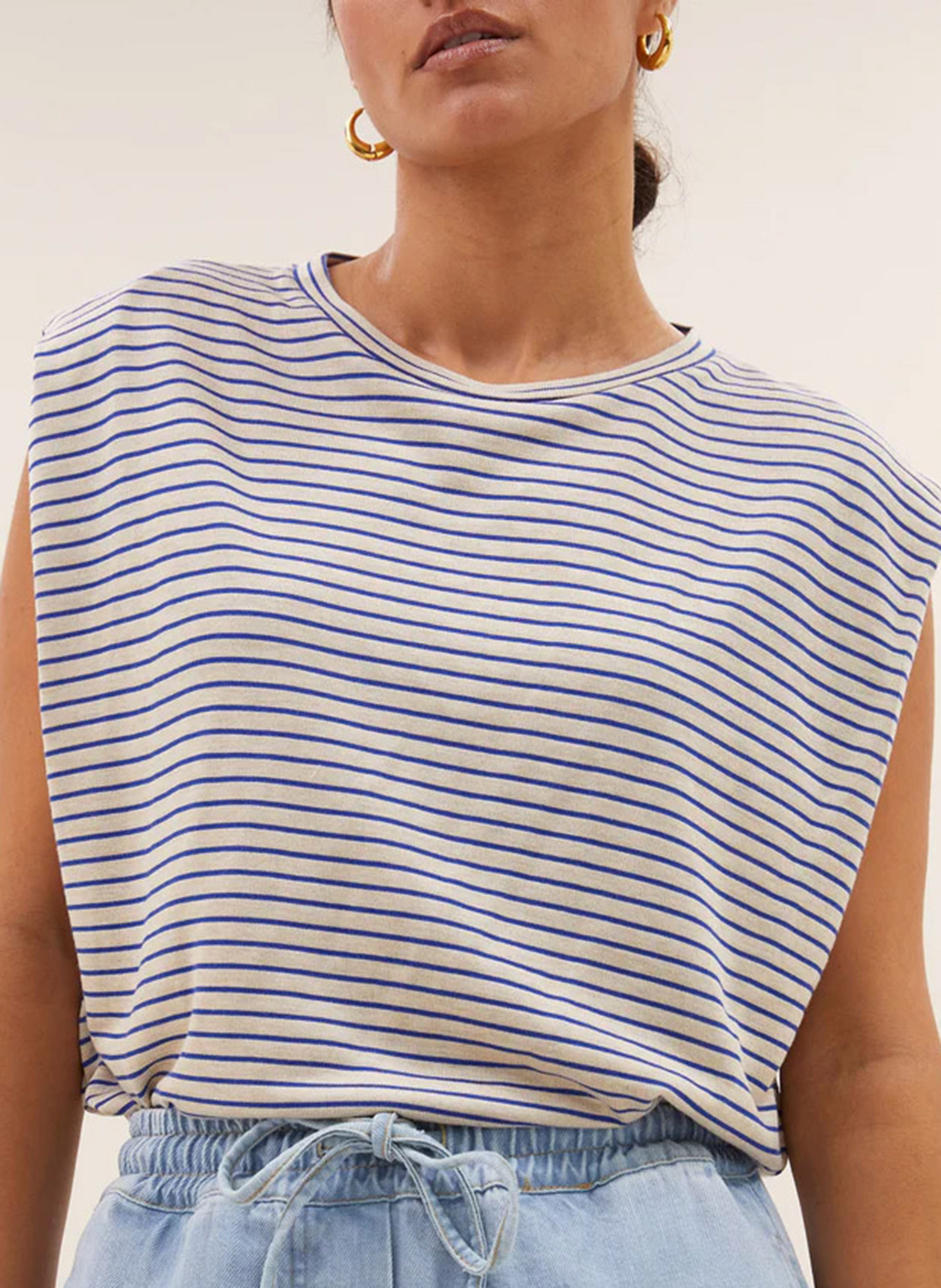 Sleeveless Striped Top BY BAR Blue