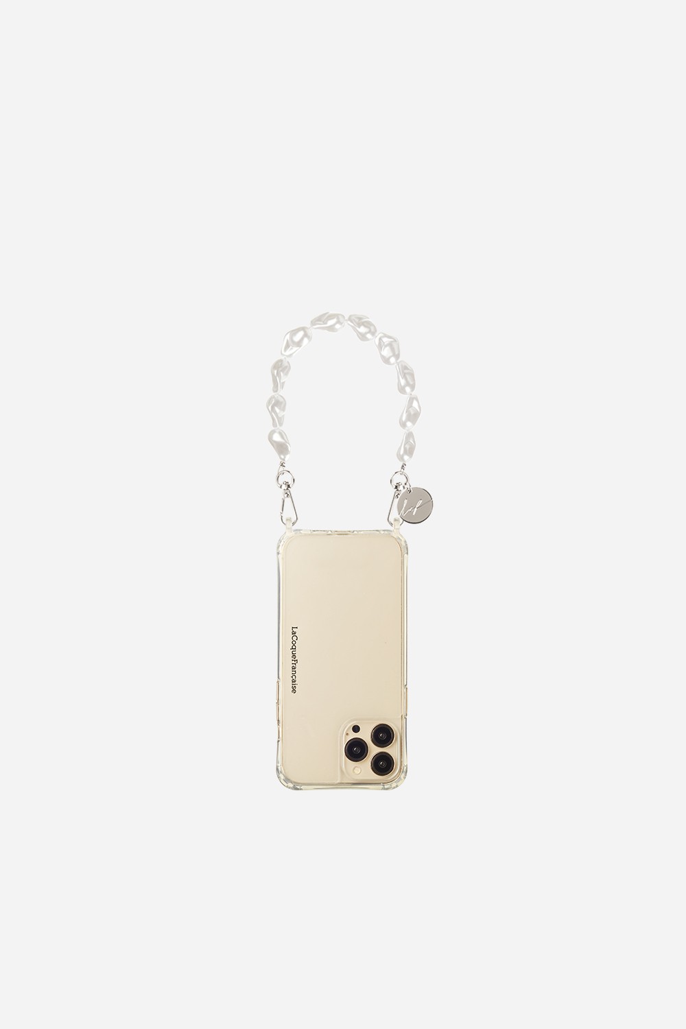 Beaded phone chain LA COQUE FRANCAISE White