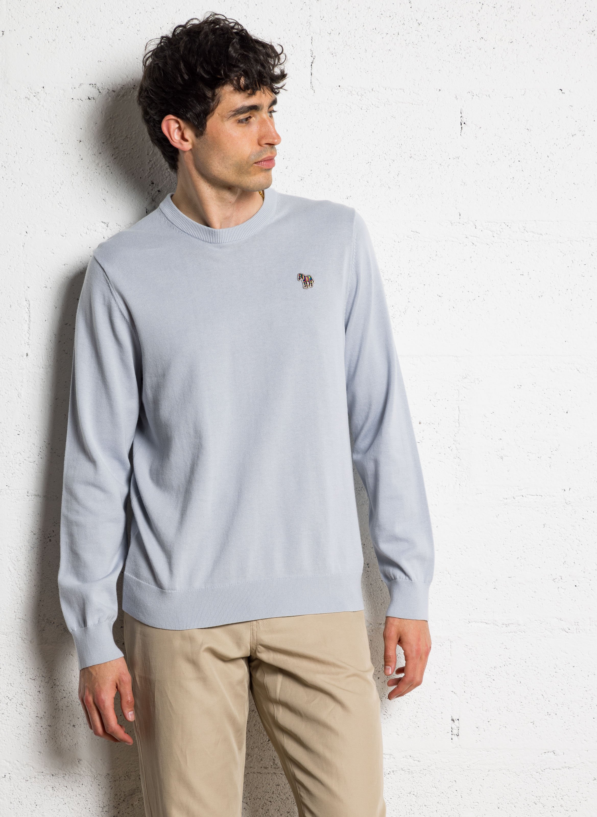 Gerade geschnittener Rundhalspullover aus Bio-Baumwolle PAUL SMITH Grau