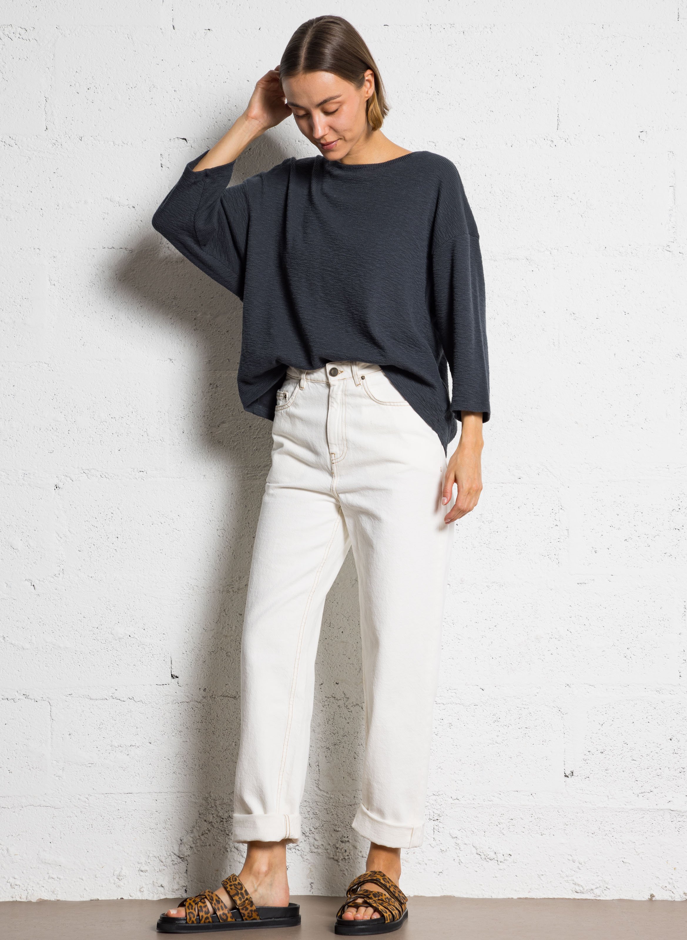 Rechte jeans - gerecyclede katoenblend AMERICAN VINTAGE Wit