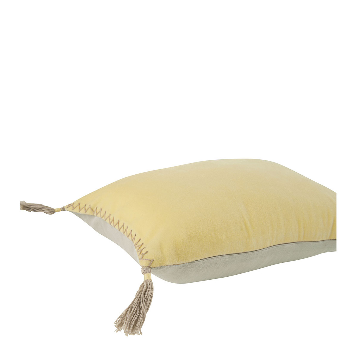 Mattéo cotton velvet cushion cover BLANC D'IVOIRE Yellow