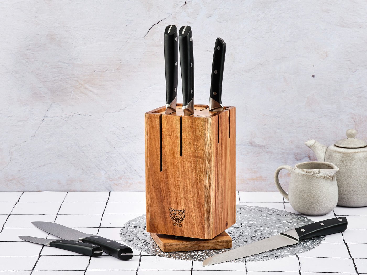 Erling Skagen kitchen knife set - 7 pieces BJORN Black