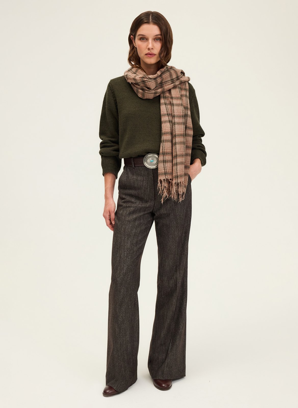 Pantalon large  PABLO Marron