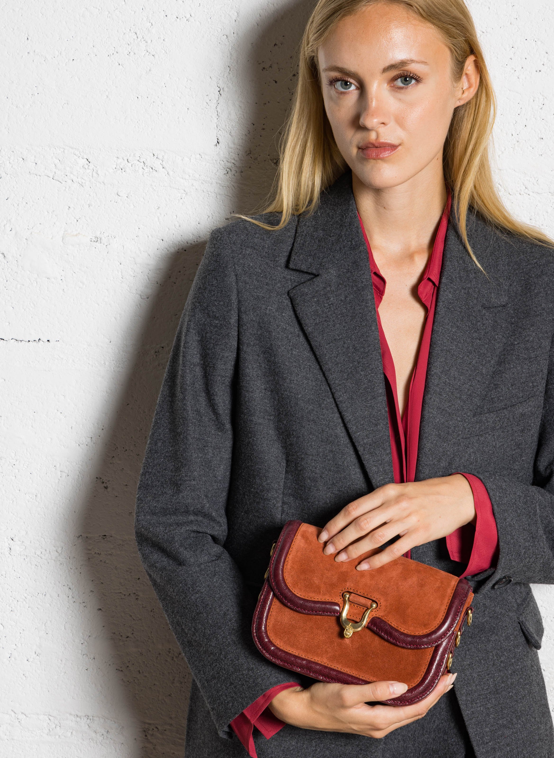 Sac bandoulière en cuir mélangé CLARIS VIROT Orange