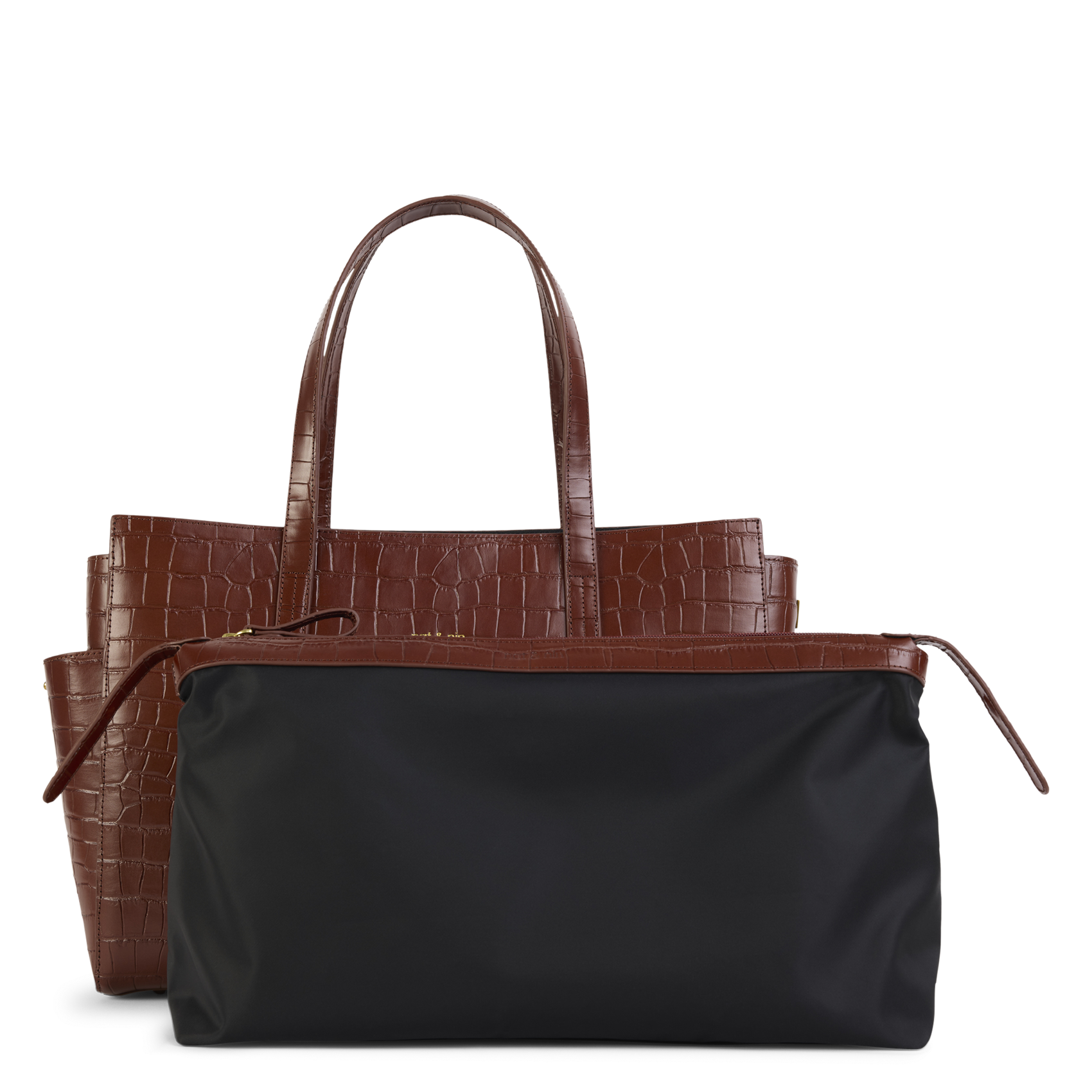 Leder-Shopper mit Reptilmuster NAT & NIN Violett