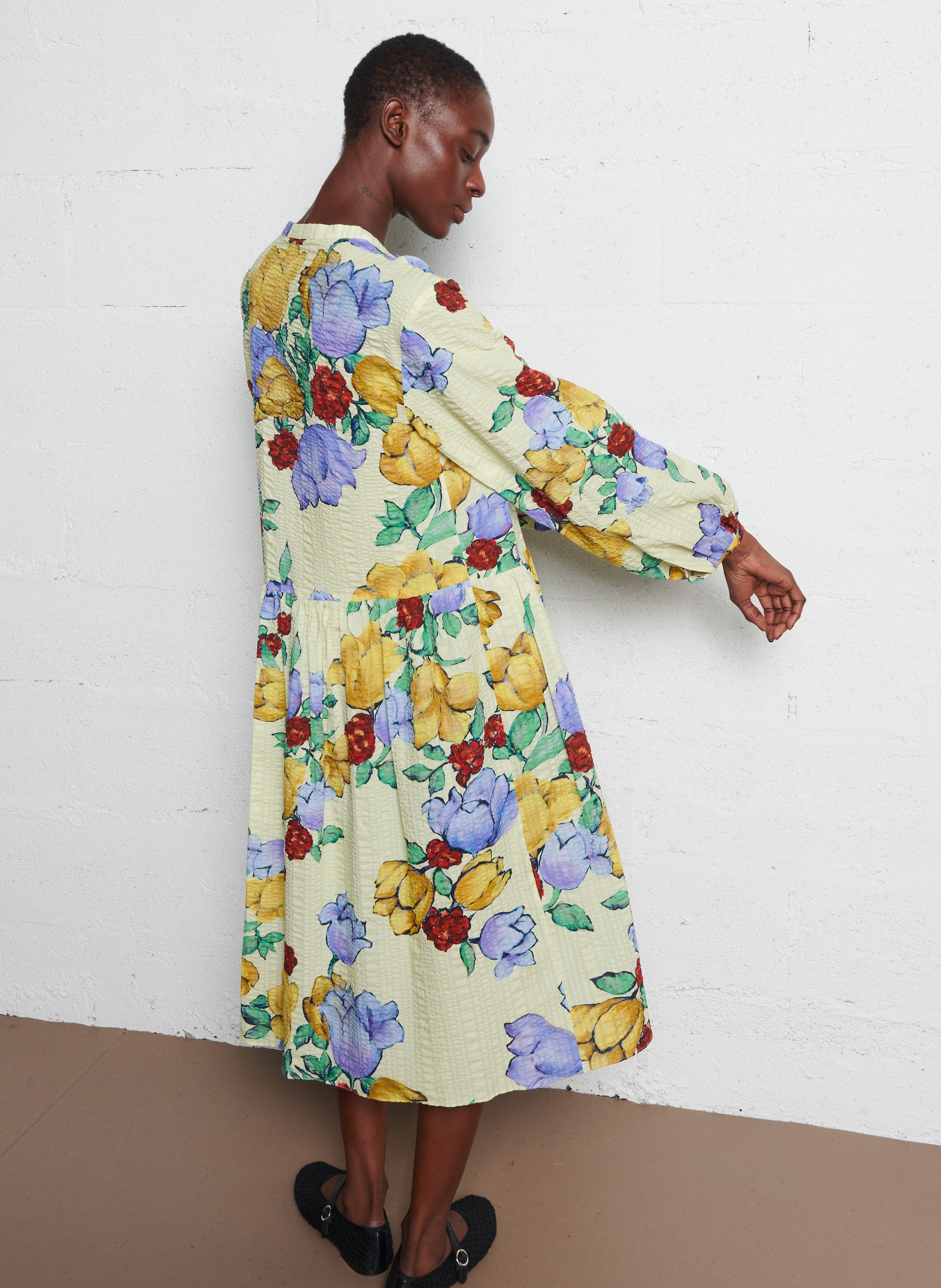 Robe midi col rond en coton bio STELLA NOVA Multicolore