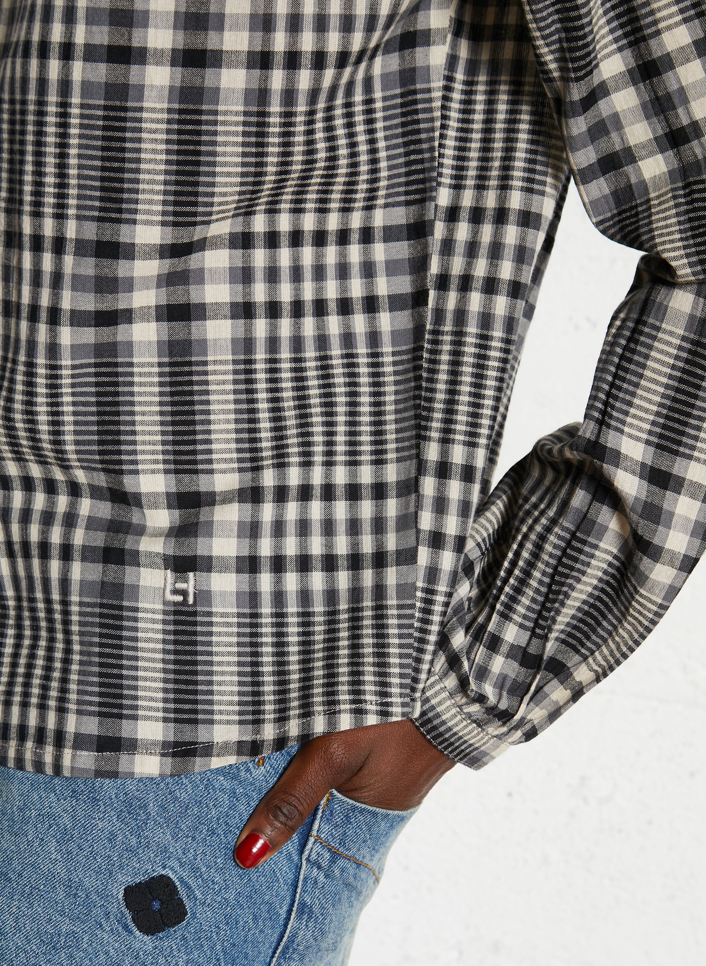 Blouse met klassieke kraag en ruiten LEON & HARPER Grijs