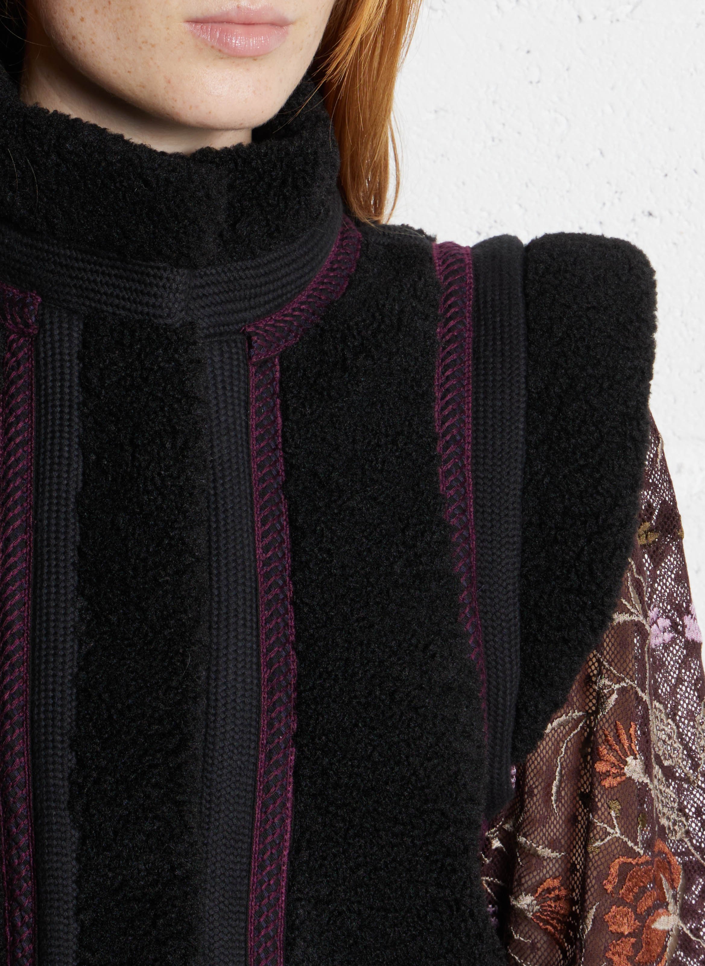 Kurze ärmellose Kunstpelzweste ANTIK BATIK Schwarz