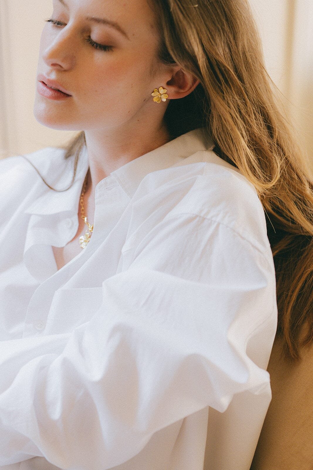 Clover gold-plated stud earrings MONSIEUR SIMONE Golden