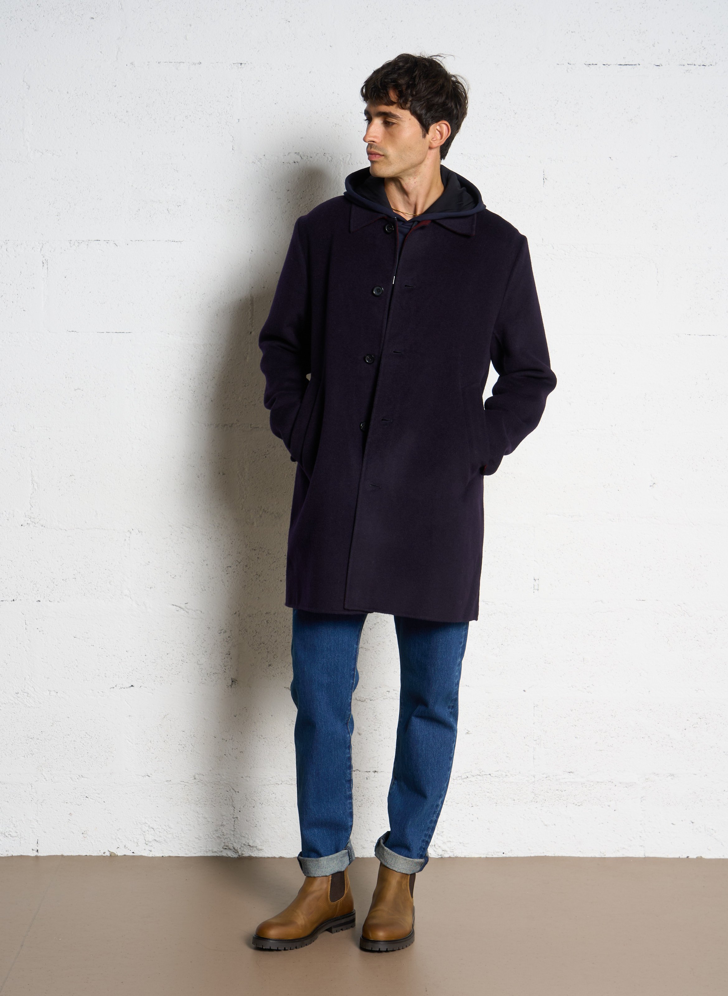 Manteau oversize en laine mélangée PAUL SMITH Bleu