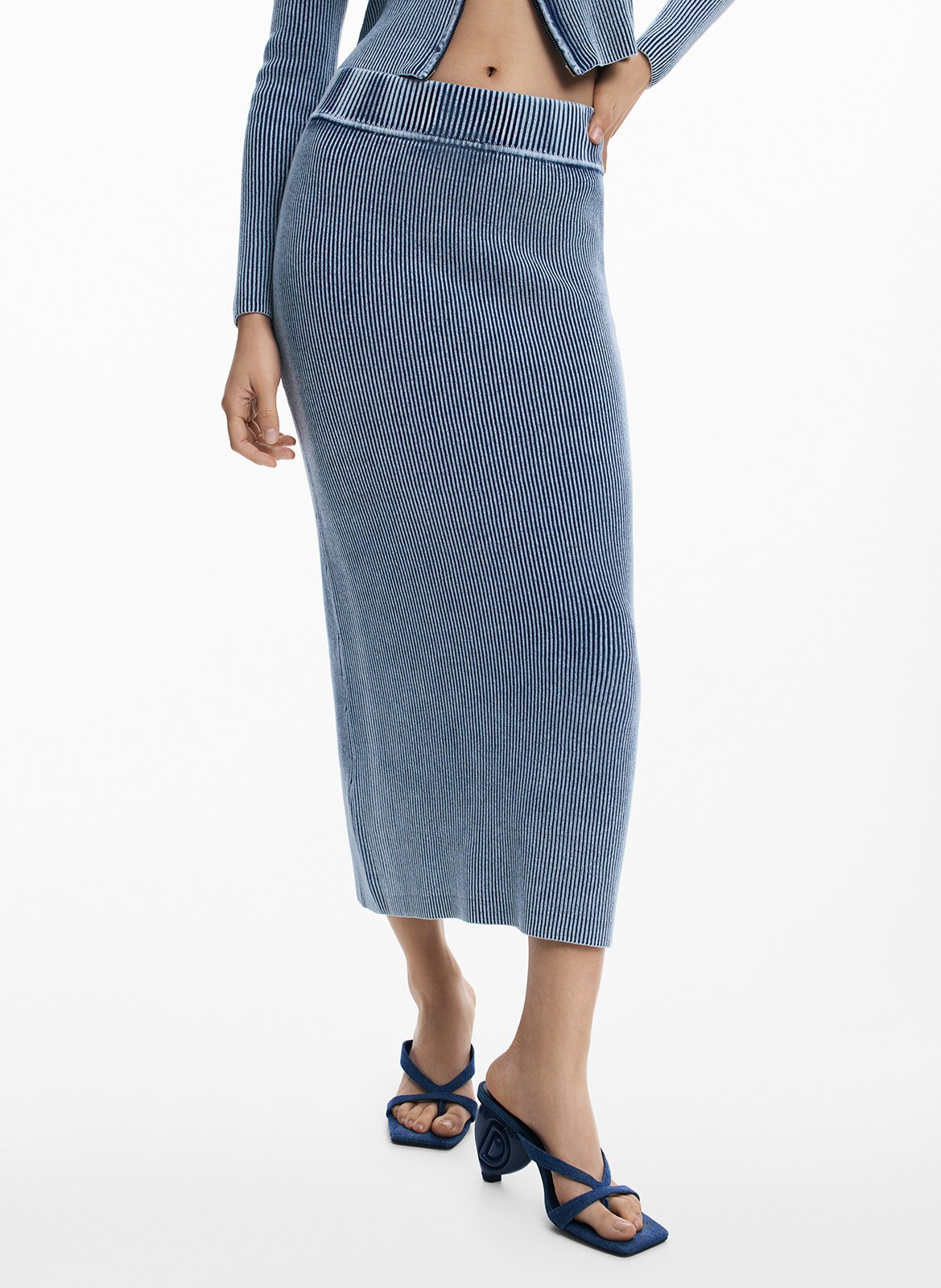 Jupe midi ajustée effet délavé DESIGUAL Noir