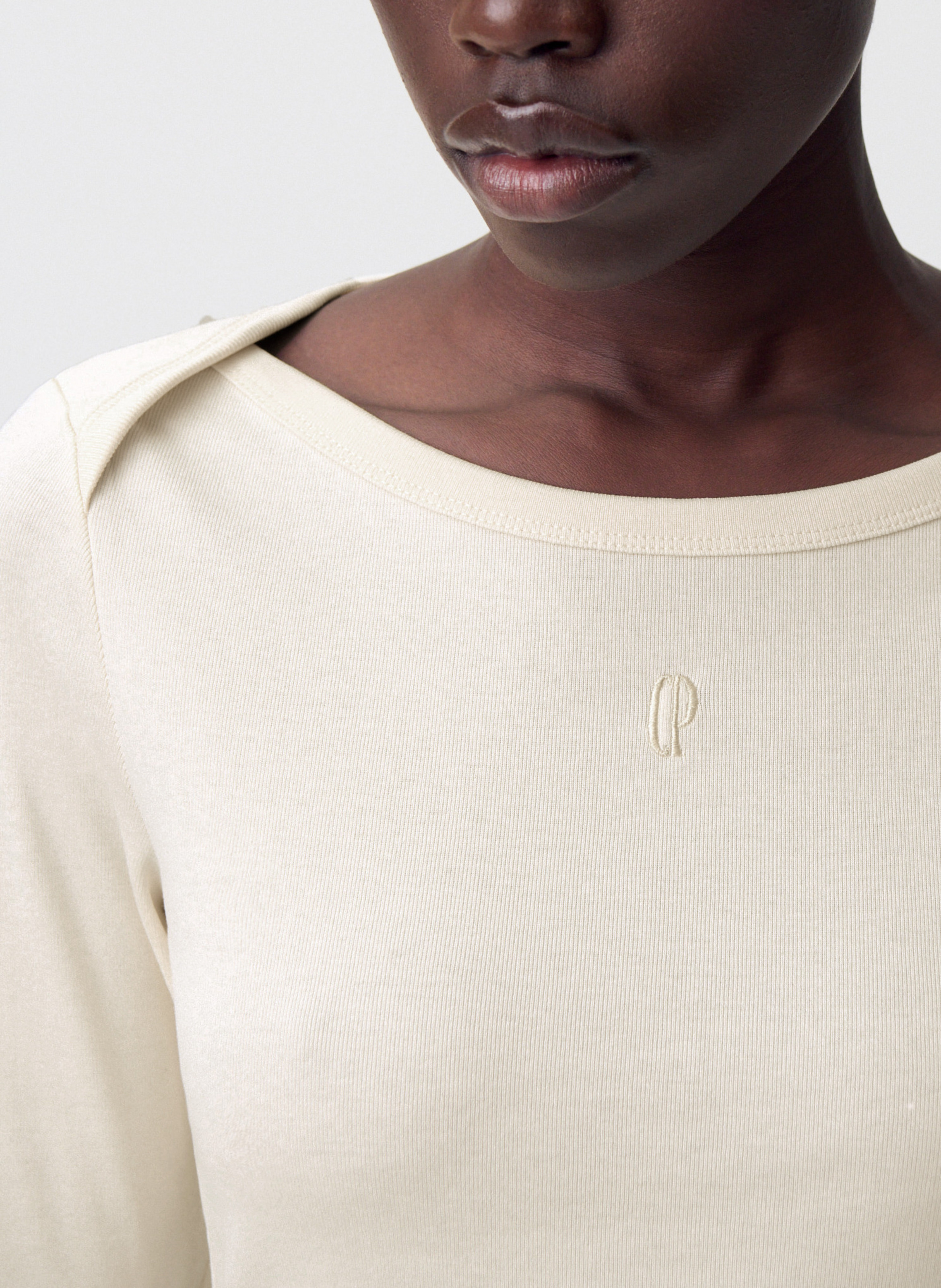 Tee-shirt près du corps col bateau CLAUDIE PIERLOT Beige