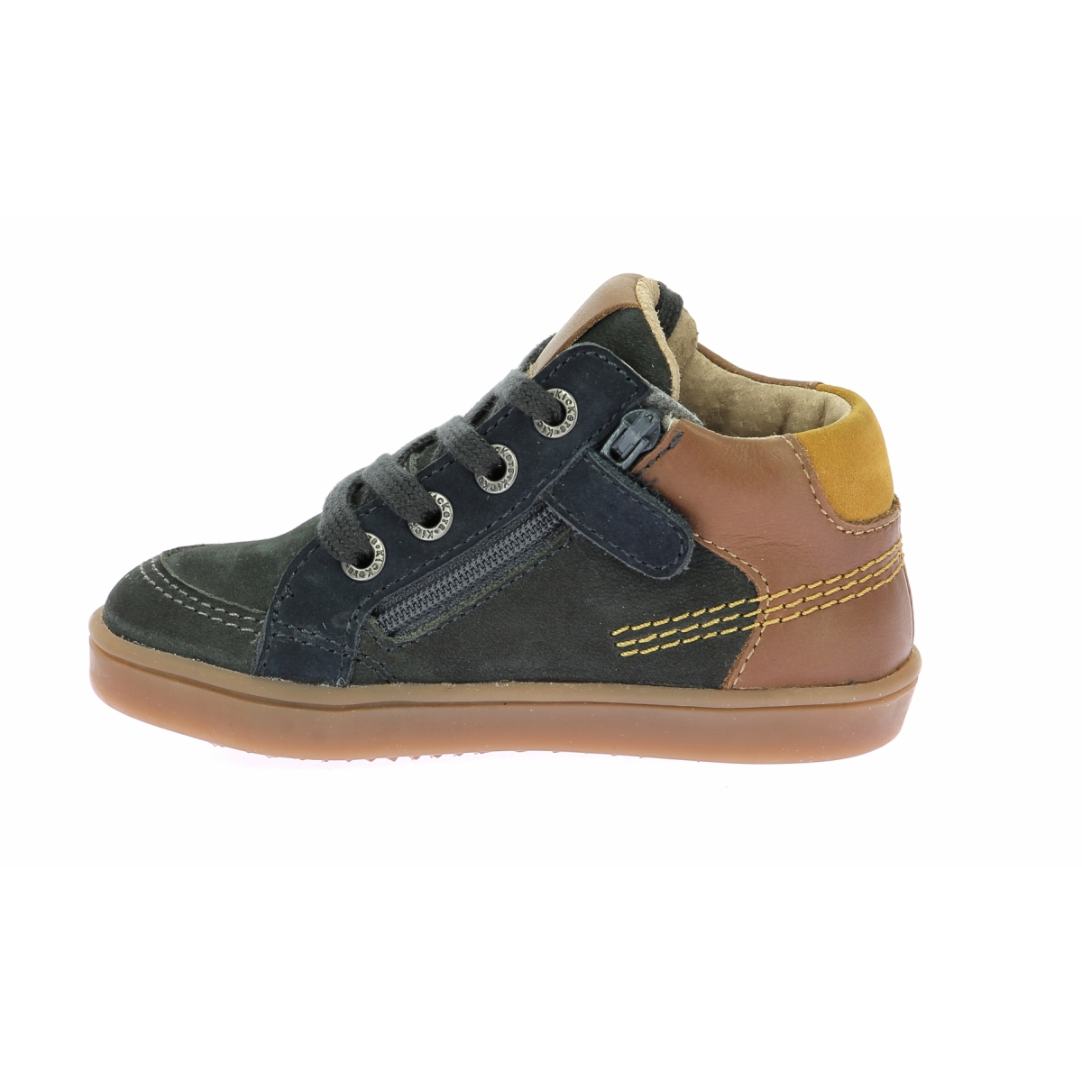 High-top leather sneakers KICKERS Green