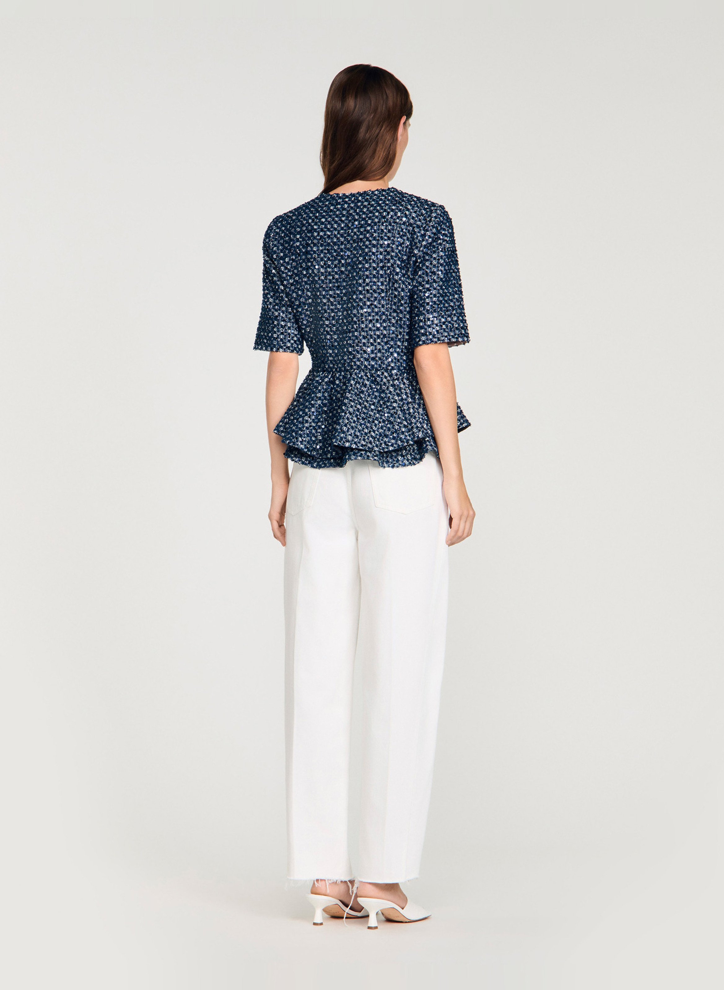 Jasje met V-hals en lovertjes SANDRO Blauw