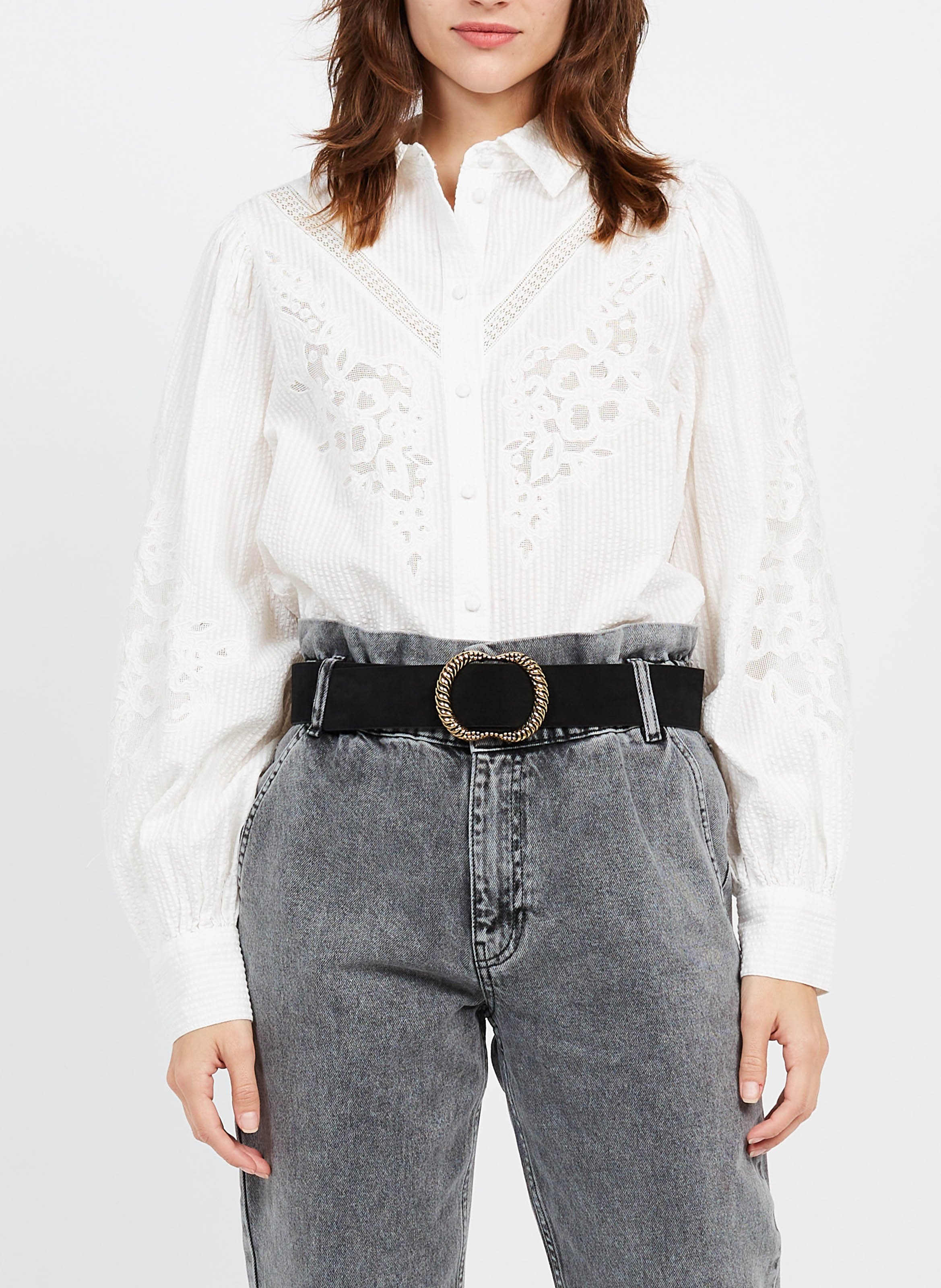 Suede belt with decorative buckle PIECES Black