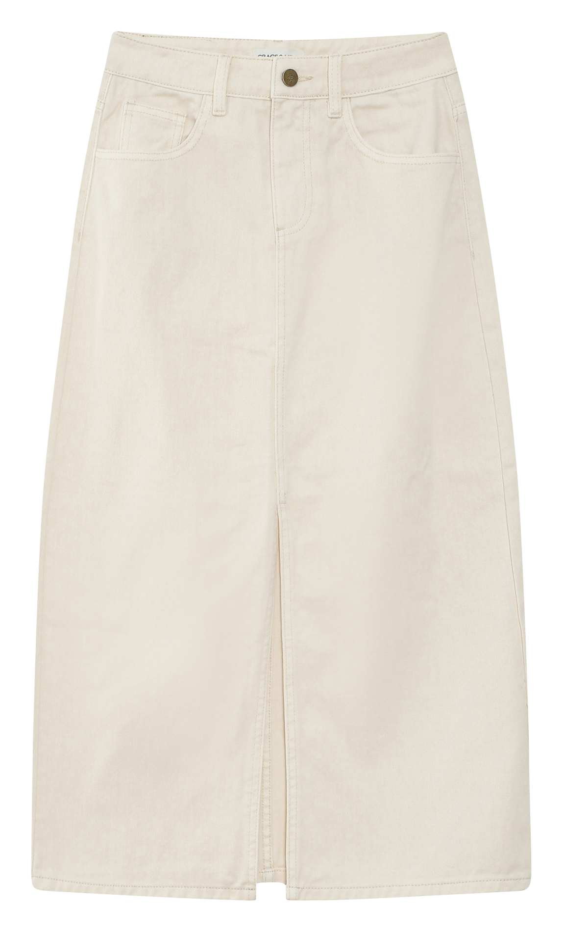 <p>Midi denim skirt with a slit</p> GRACE ET MILA White