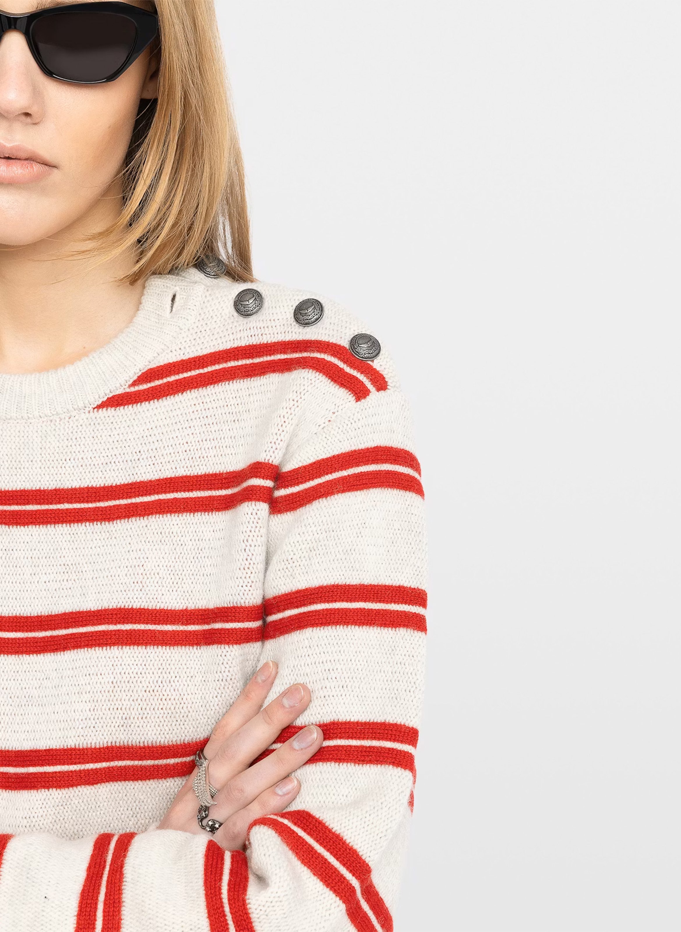 Pull droit col rond en laine et cachemire ZADIG&VOLTAIRE Gris