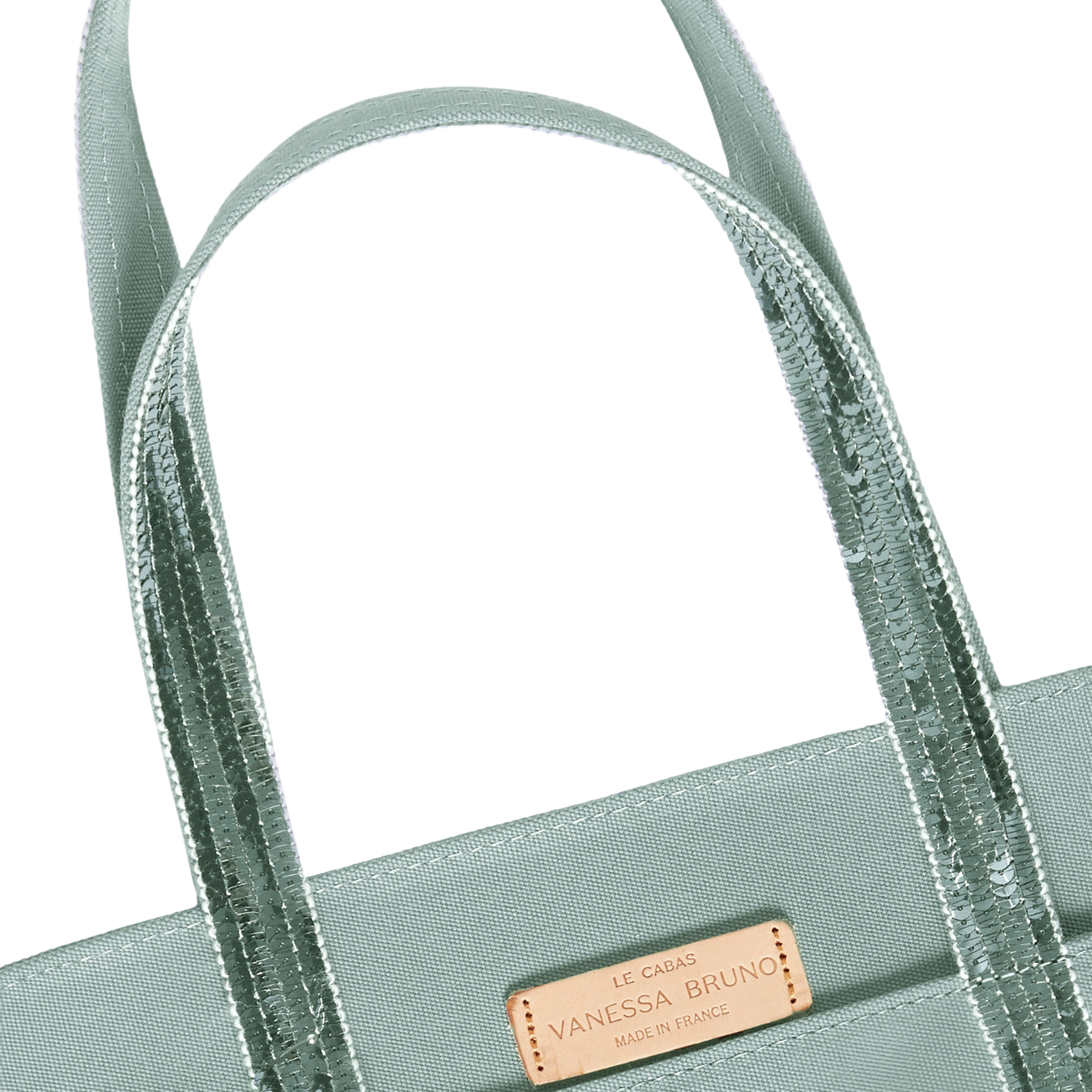 Shopper aus Baumwoll-Canvas mit Pailletten Grun