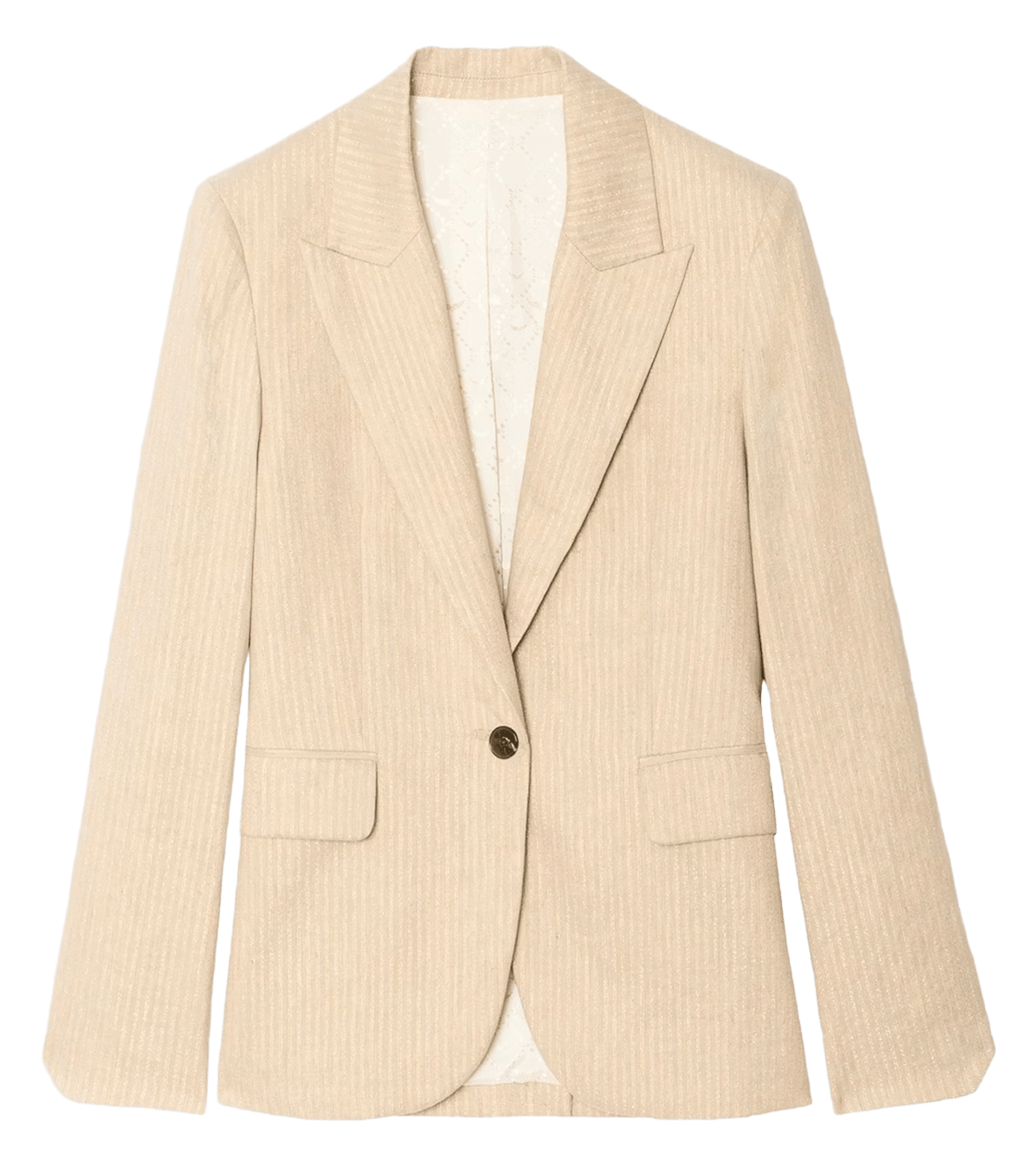 Veste tailleur droite rayée en lin mélangé ZADIG&VOLTAIRE Beige