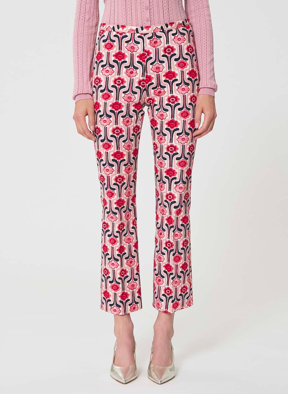 Pantalon évasé reccourci imprimé TARA JARMON Rose