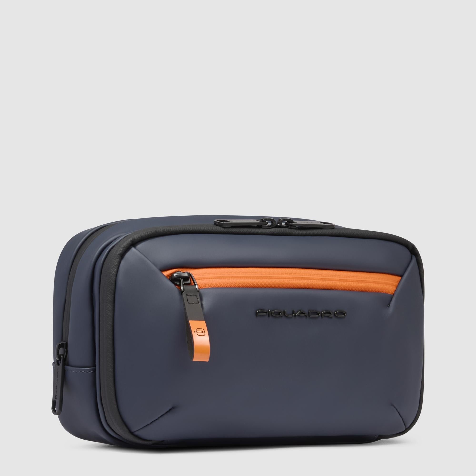 Water-repellent canvas toiletry bag with two compartments Blue