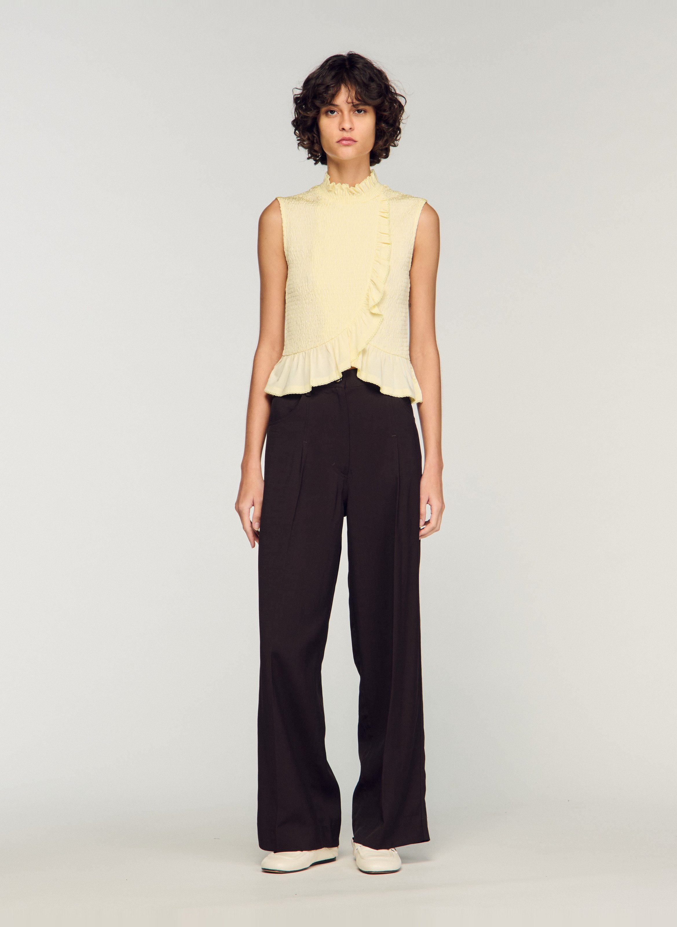 Fitted high neck top SANDRO Yellow